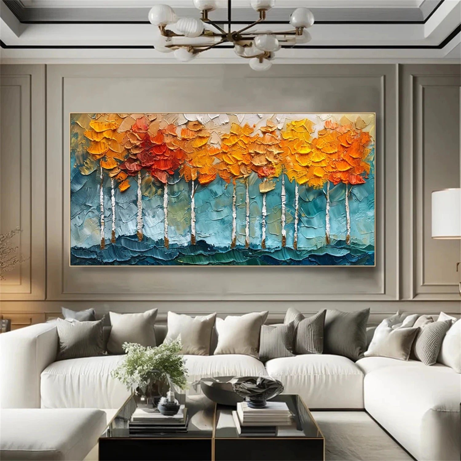 Flower and Tree Painting #FT146 - Handmade Canvas Wall Art for Home Decor, Living Room, Bedroom & Office