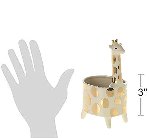 The Bridge Collection Gold-Spotted Giraffe Ceramic Planter - Elegant Flower Pot for Home Decor, Office Desk & Garden - Perfect Gift for Plant Lovers