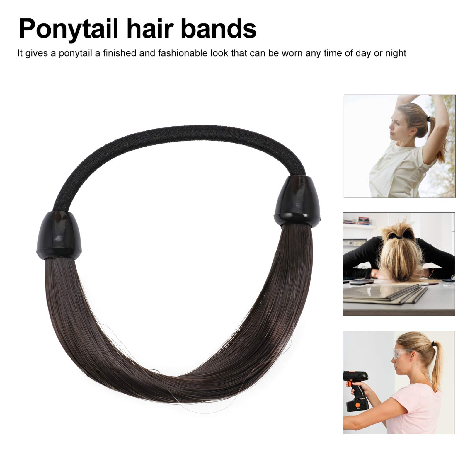 6-Piece Synthetic Wig Hair Ties - Elastic Ponytail Holders, Scrunchies & Hair Bands for Women & Girls (Natural Black) | Perfect for Daily Styling, Cosplay & Wig Maintenance
