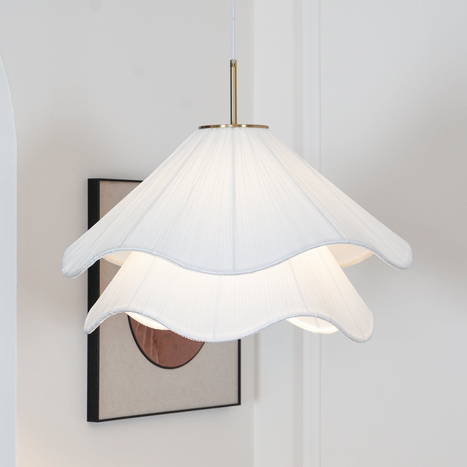 Ethereal Bloom Plug-in Pendant Light - Modern Floral Glass Ceiling Lamp for Bedroom, Living Room & Dining Room Decor