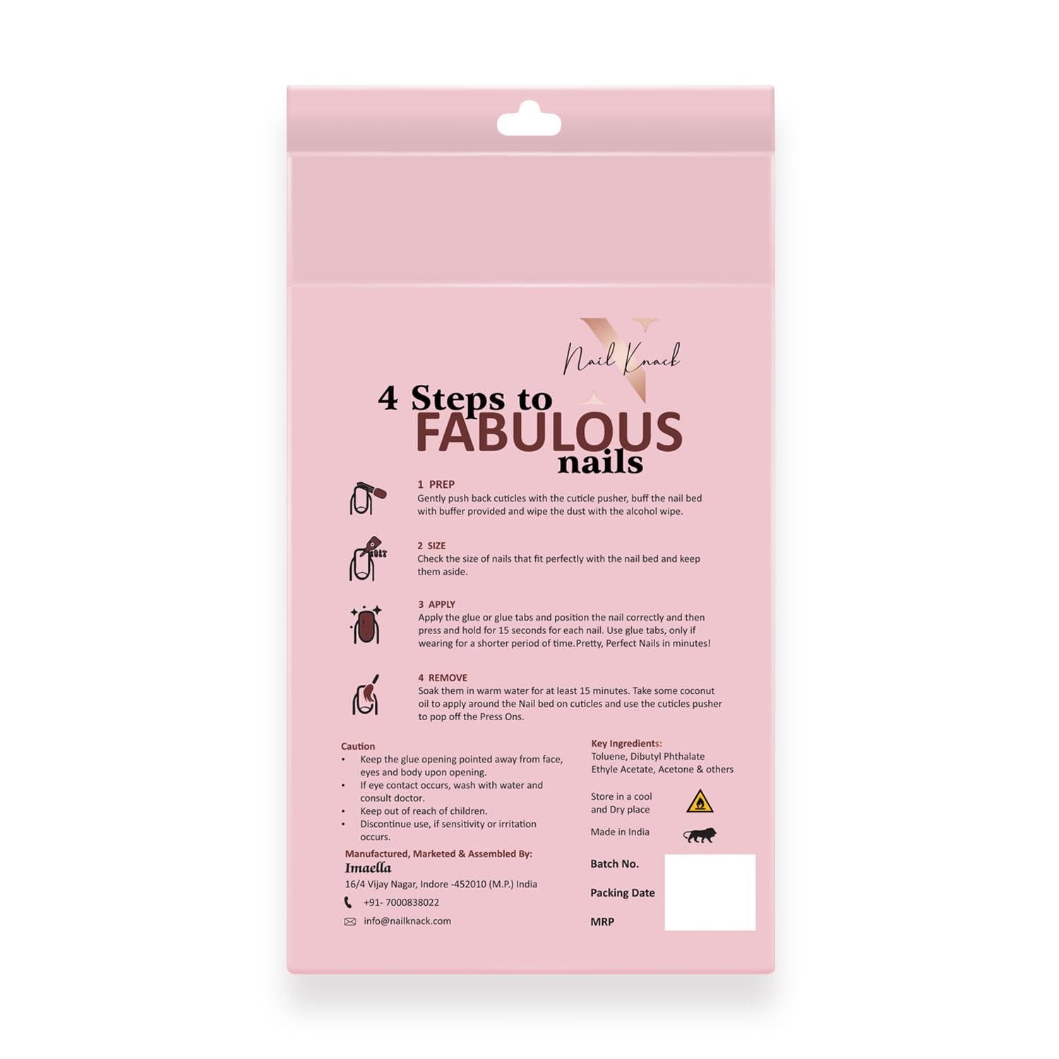 Nude Marble Press On Nails - 20 Pcs Acrylic Stick On Nails with Glue Tabs | Reusable, Easy to Apply & Long Lasting Fake Nails for Women | Perfect for Weddings, Parties & Everyday Wear