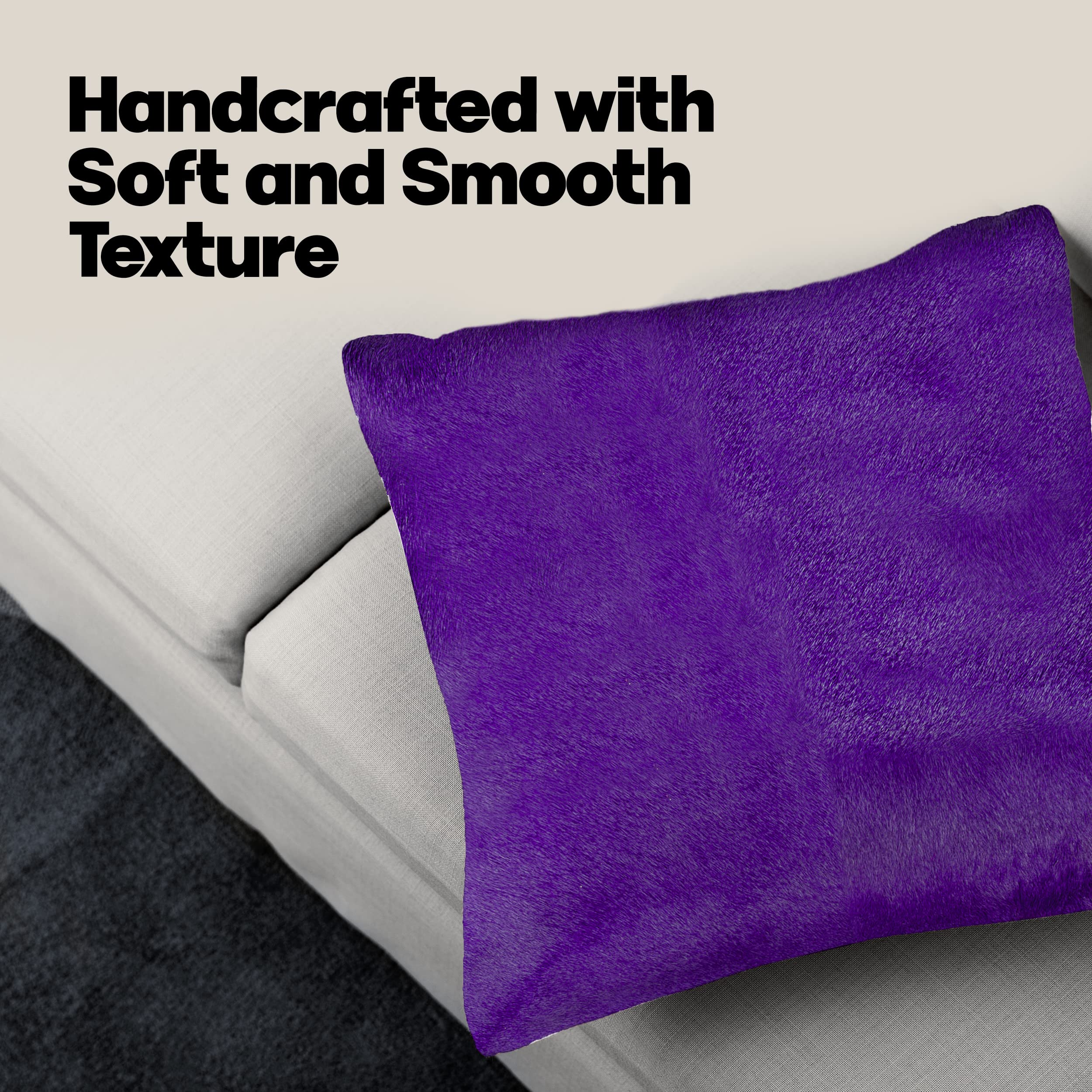 Premium 100% Natural Cowhide Throw Pillows with Polyester Insert - Handcrafted Purple Accent Pillow 12x20 inches for Sofa, Bedroom & Living Room Decor
