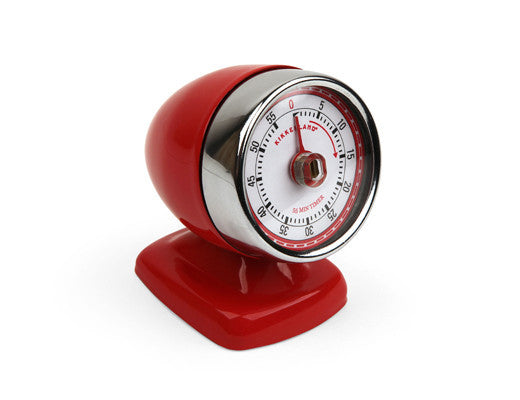 Kikkerland Vintage Streamline Kitchen Timer - Retro Egg Shaped Mechanical Timer for Baking, Cooking & Classroom - Perfect for Home, Restaurant & School Use