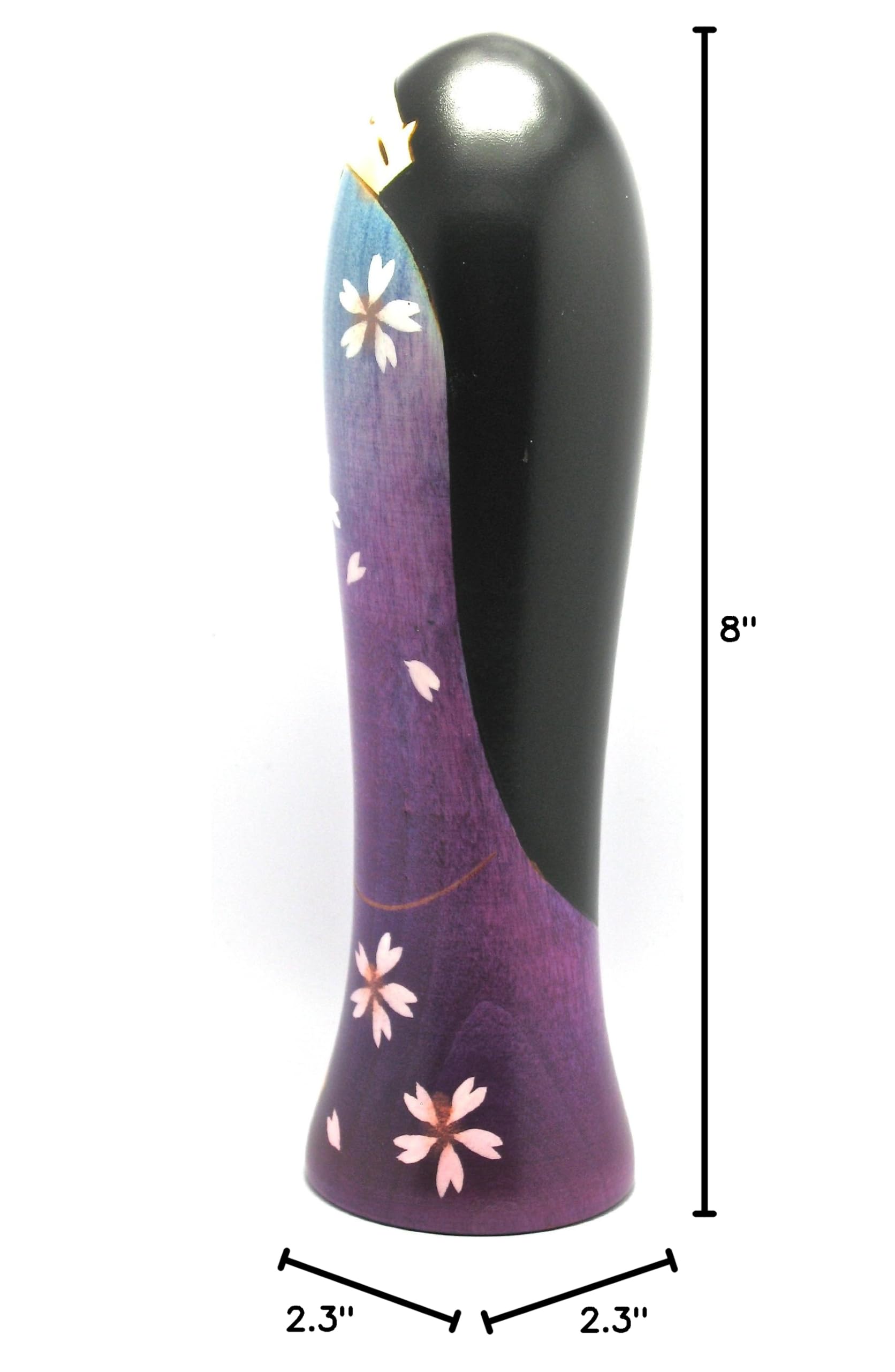 Purple Kimono Kokeshi Doll with Cherry Blossoms - Home Decor Gift