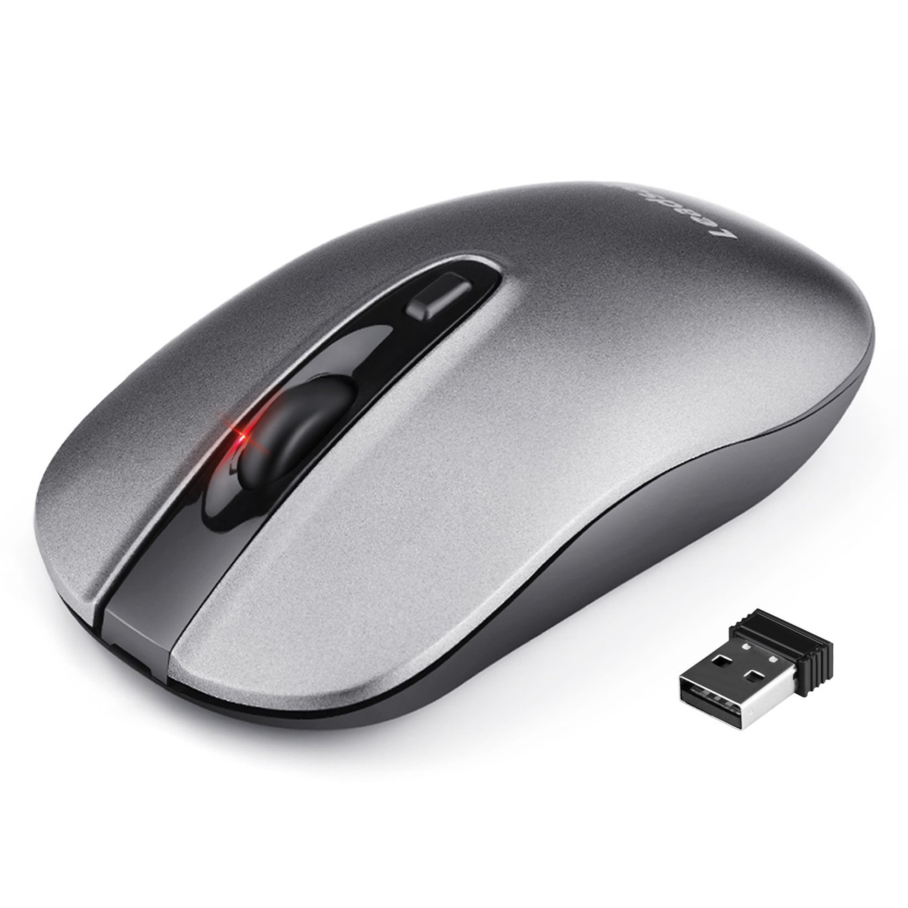 LeadsaiL Rechargeable Wireless Mouse - 2.4G Slim Silent Optical Mouse with 5 Adjustable DPI Levels, USB Cordless Mouse for Laptop, Desktop, MacBook, Ideal for Office, Home, and Travel Use