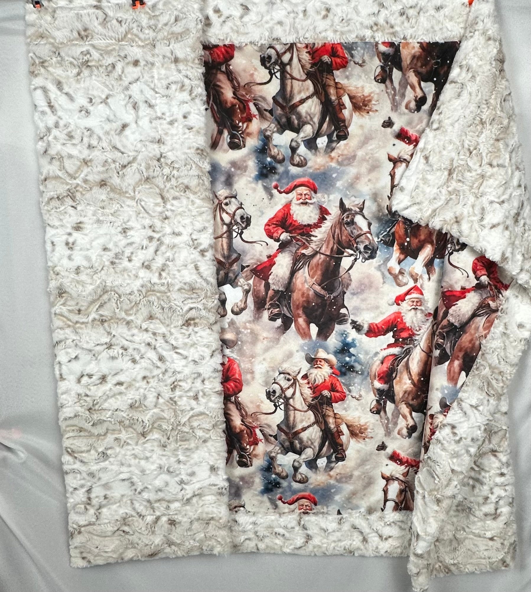 42x60 Cowboy Santa on Snowy Owl Minky Throw Blanket with 13x19 Pillowcase - Soft Fleece Blanket for Kids & Adults - Perfect for Christmas Decor, Bedroom, Sofa & Winter Warmth
