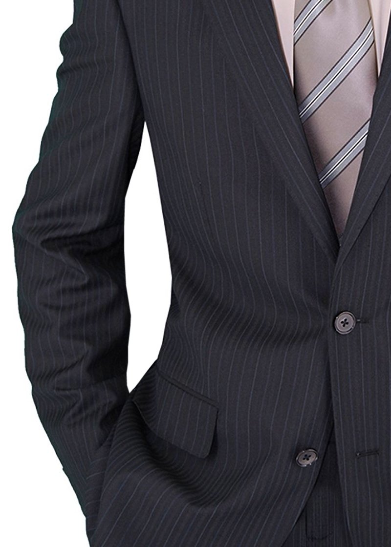 Salvatore Exte Men's Two-Button 2-Piece Suit Set with Jacket & Flat Front Pants - Classic Striped Business Attire for Office, Weddings & Formal Events