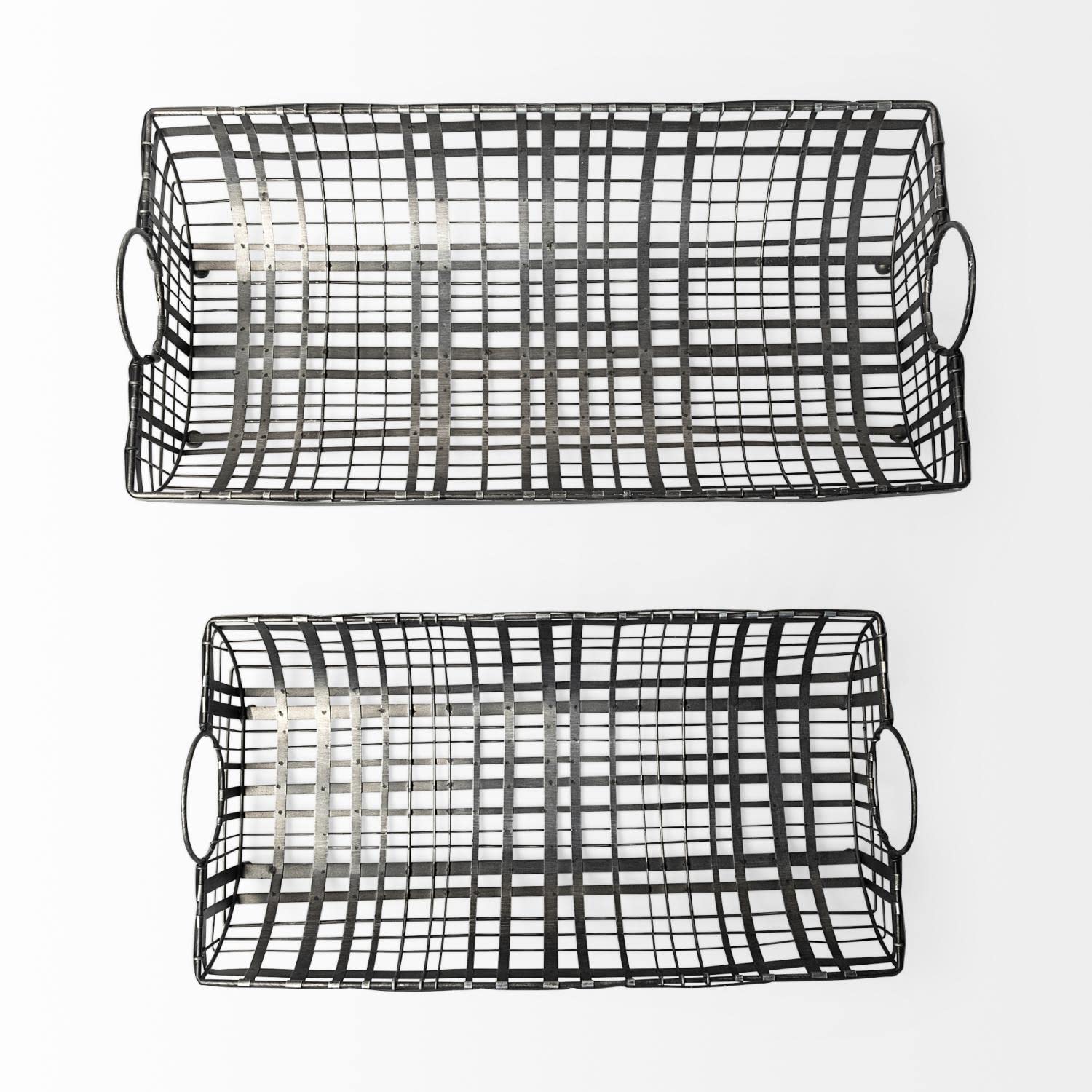 Mercana Kenneth Gray Metal Baskets (Set of 2) - 24