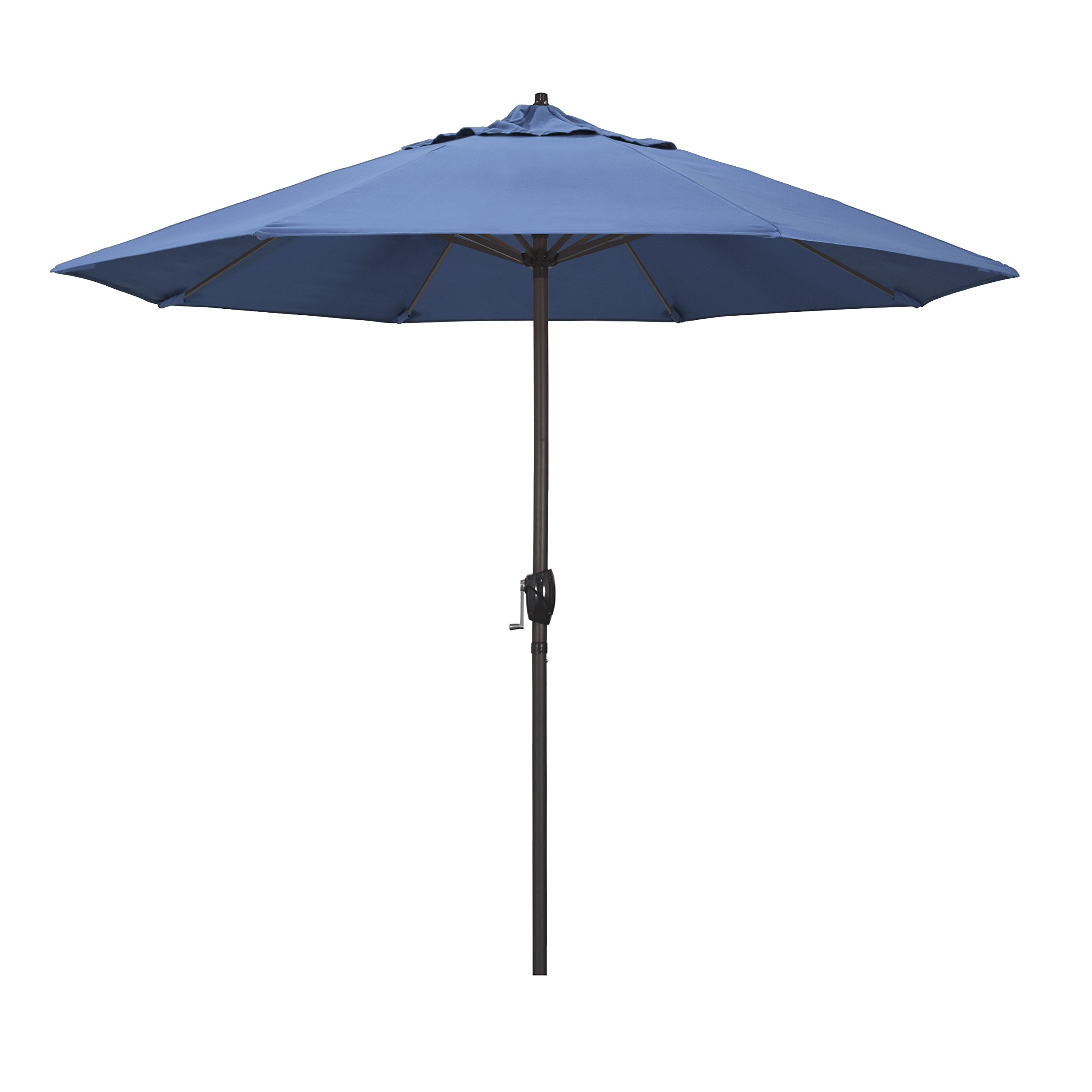 California Umbrella 9' Round Aluminum Patio Umbrella with Crank Lift & Auto Tilt - Bronze Pole & Capri Design for Outdoor Dining, Poolside Lounging, and Backyard Relaxation