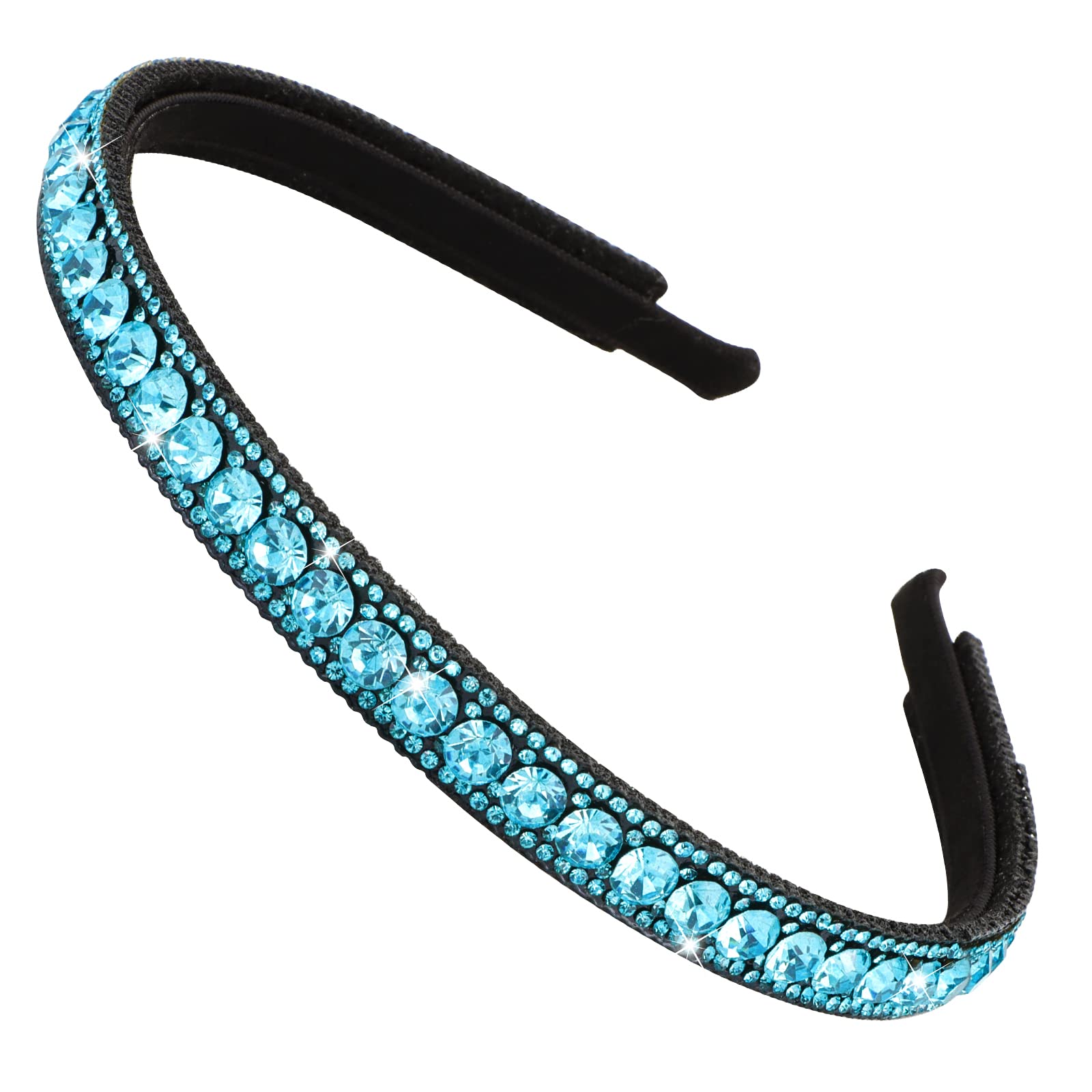 Wecoe Blue Rhinestone Headband for Women - Sparkly Diamond Hair Band | Elegant Accessory for Birthday, Wedding, Bridal, Holiday & Special Occasions | Perfect Gift for Her