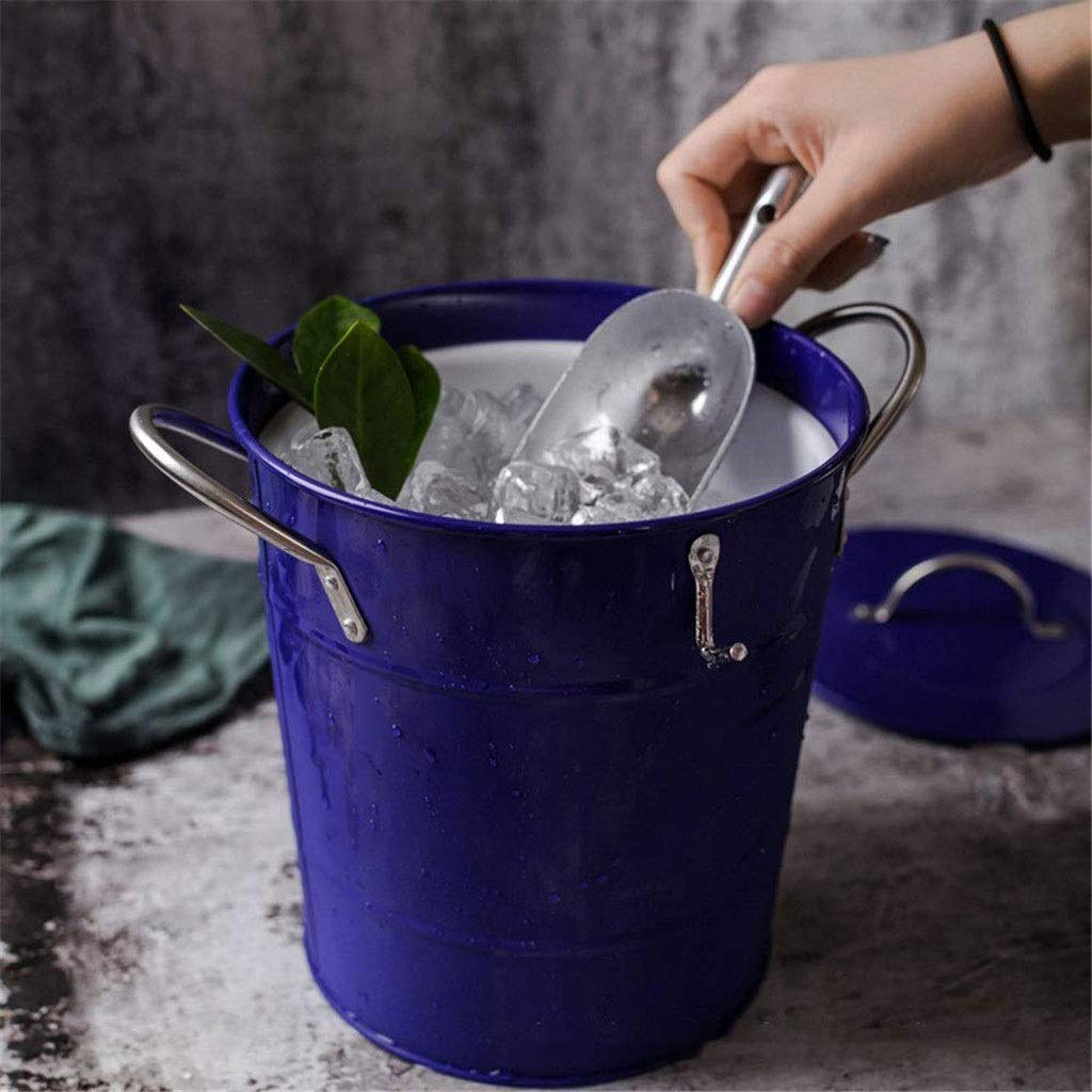 Premium Blue Metal Ice Bucket Set with Lid & Scoop - Double Walled Stainless Steel Chiller for Wine, Champagne & Beverages - Perfect for Parties, Weddings & Outdoor Gatherings