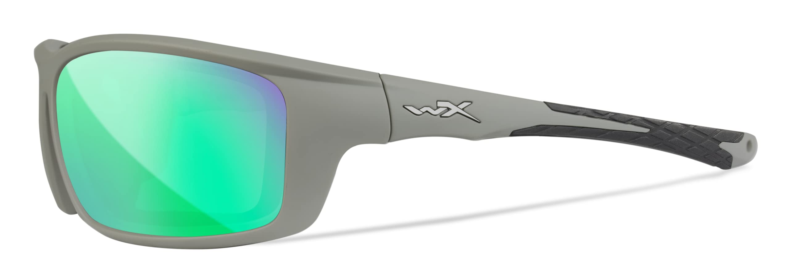 Wiley X WX Grid Captivate Polarized Safety Sunglasses for Men & Women - UV400 Protection, Matte Cool Grey Frame with Green Mirror Lenses - Ideal for Shooting, Fishing, Biking, Running & Outdoor Sports