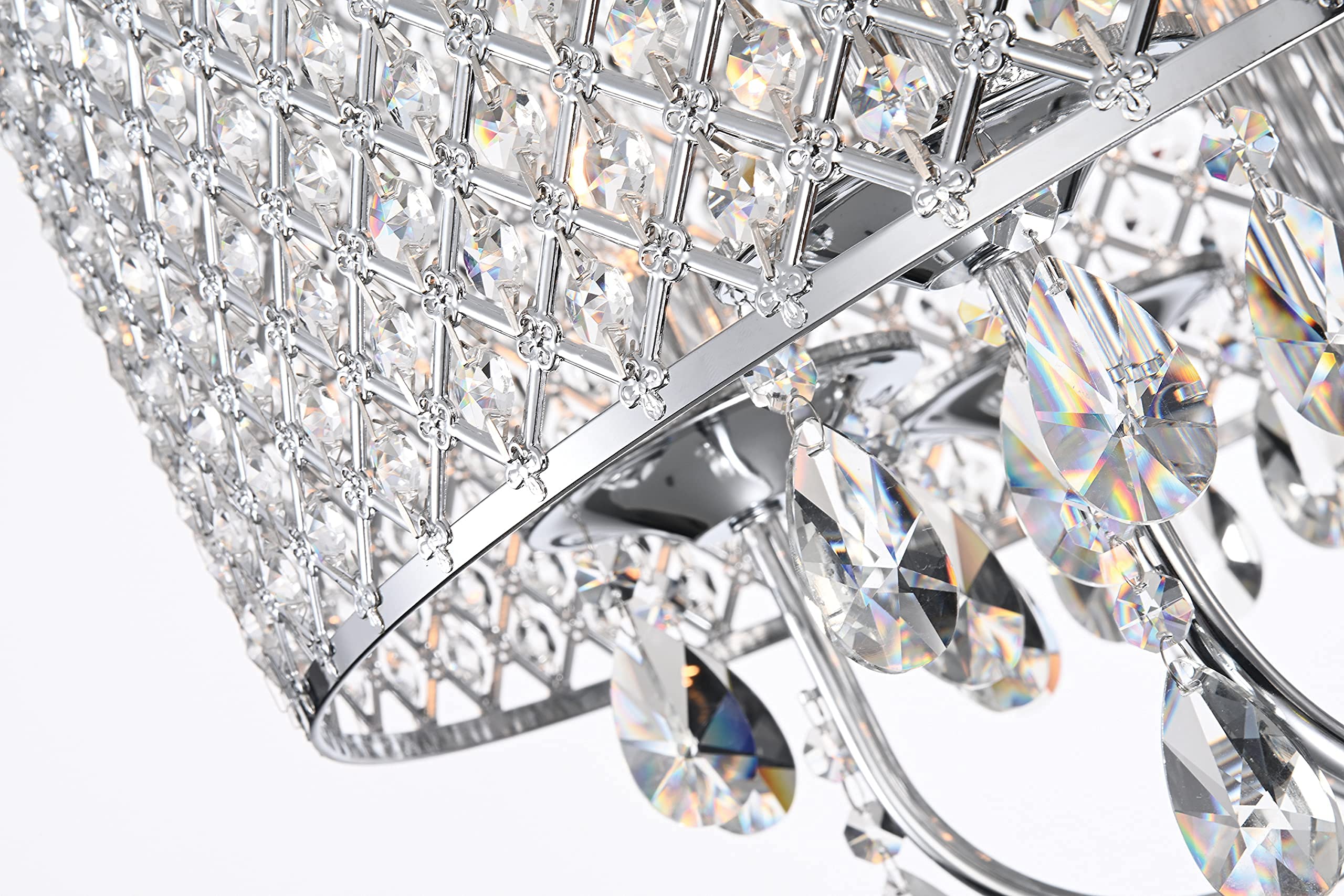 Edvivi Marya 6-Light Crystal Chandelier with Chrome Finish - Adjustable Drum Ceiling Light with Round Crystal Shade - Elegant Lighting Fixture for Dining Room, Living Room, Bedroom | Perfect for Home Decor, Wedding Venues & Luxury Interior Design