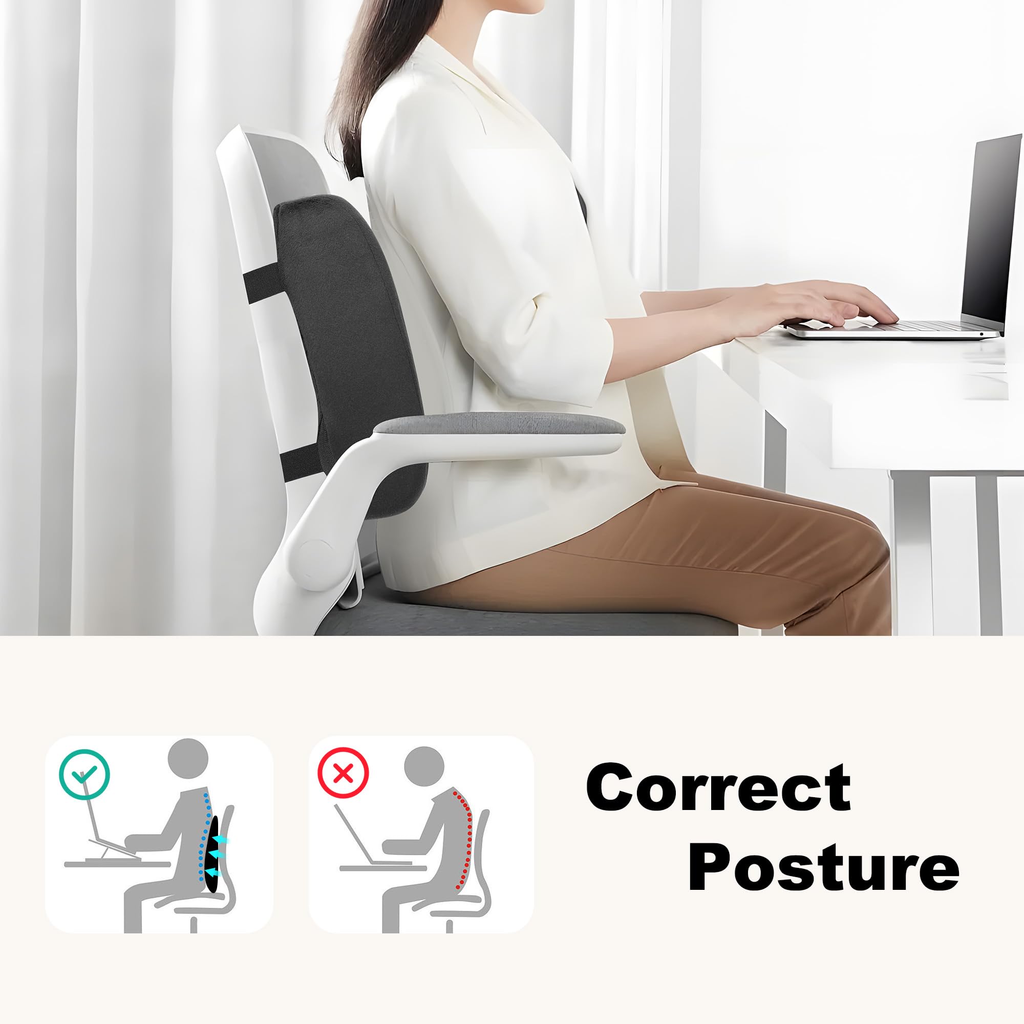 Heated Lumbar Support Pillow with Massage for Office Chair - Ergonomic Back Cushion for Desk, Sofa & Car - Perfect Gift for Men & Women (Home, Office & Travel Use)