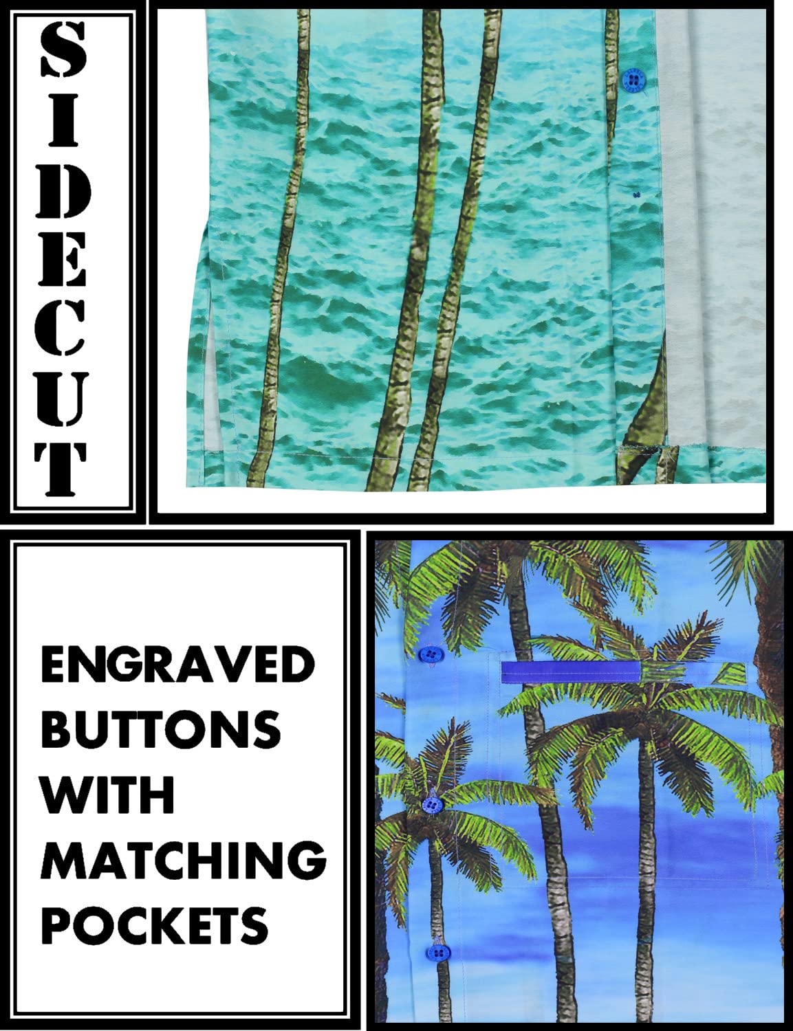 LA LEELA Men's Hawaiian Shirt - Short Sleeve Button Down Tropical Shirt for Summer Vacation, Beach Party & Casual Wear - Royal Blue with Palm Tree Print - Perfect for Luau, Island Getaways & Outdoor Events