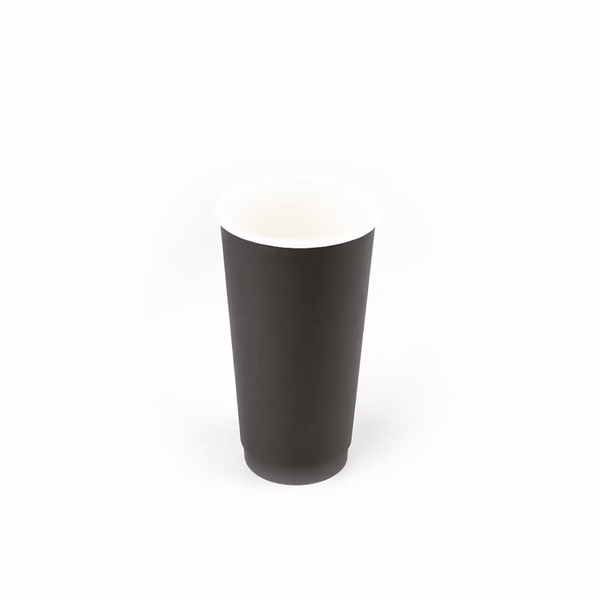20 oz Black Double Wall Paper Coffee Cups - 10 Pack (3.5