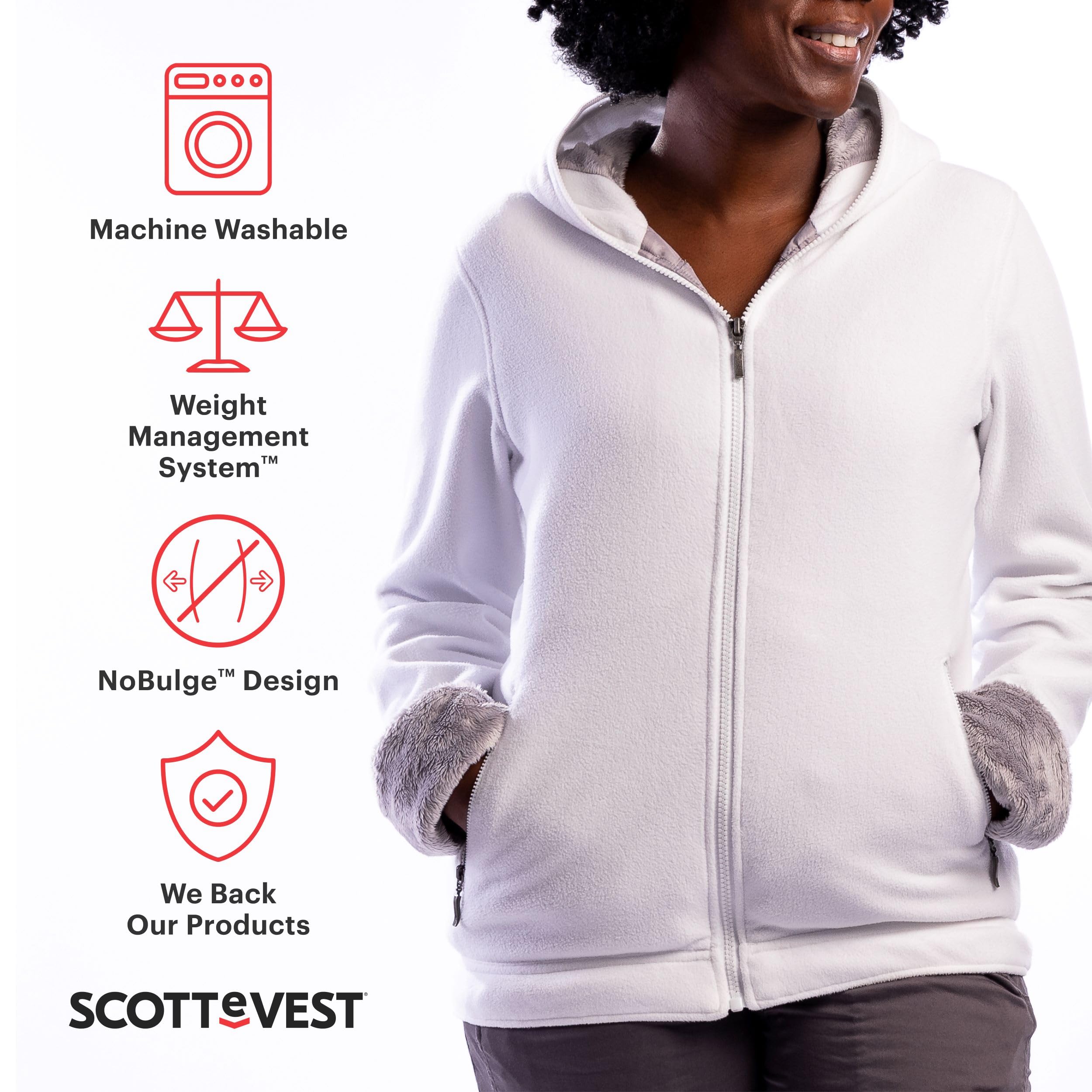 SCOTTeVEST Women's Hoodie with 14 Hidden Pockets - Warm Fleece Zip Up Sweatshirt for Travel, Hiking & Everyday Wear - Perfect for Outdoor Adventures & Commuting