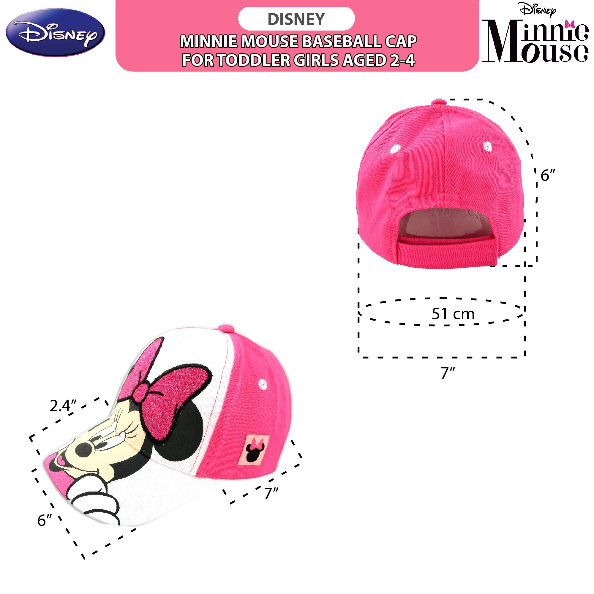 Disney Minnie Mouse Baseball Cap for Girls - Cute Adjustable Kids Sun Hat for Outdoor, Sports & Everyday Wear