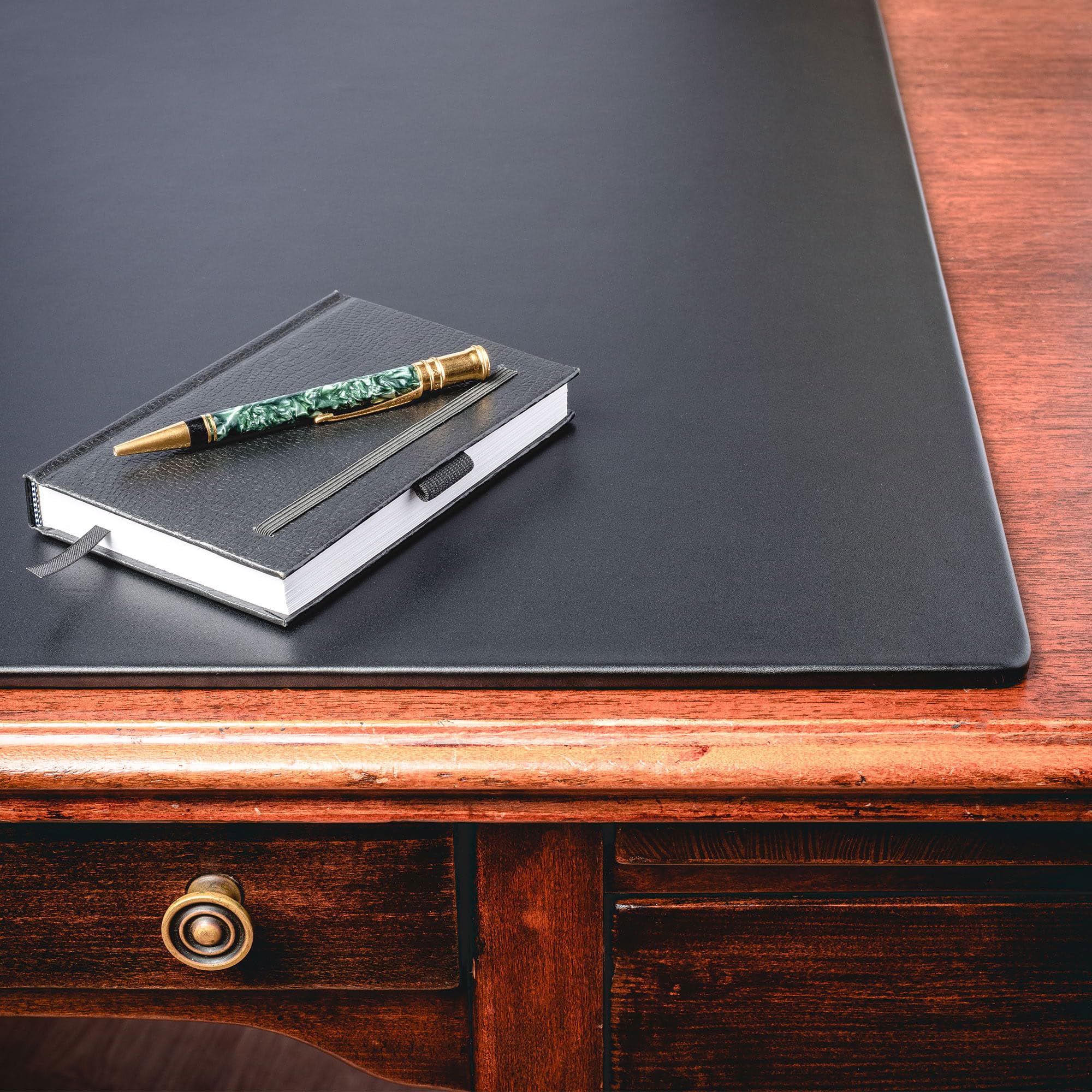 Premium Black Leather Desk Mat - 24