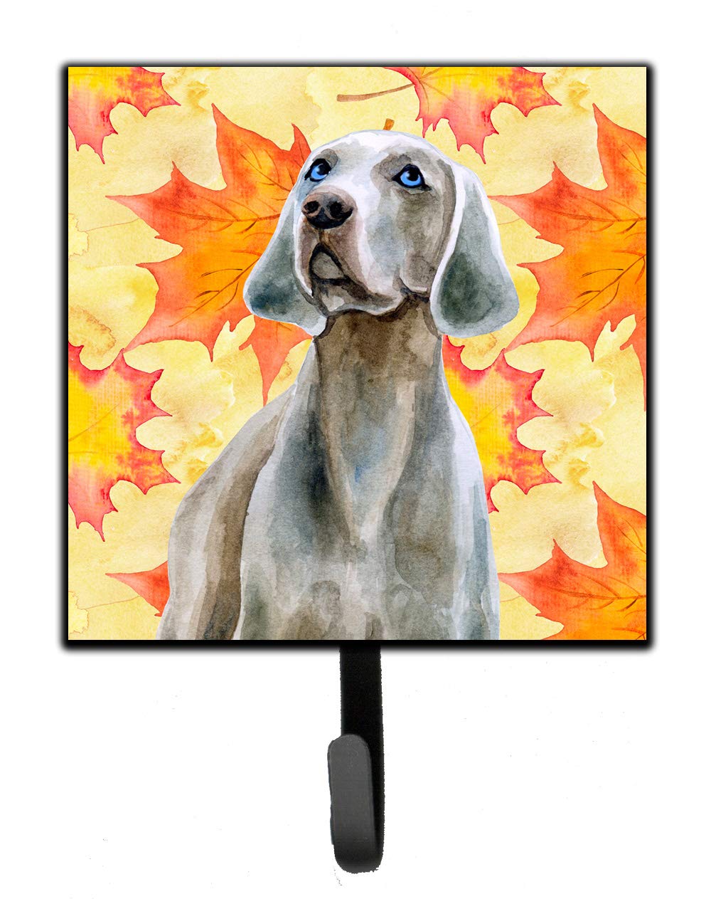 Caroline's Treasures BB9935SH4 Weimaraner Fall-Themed Wall Hook - Yellow Key Holder, Leash Hanger & Coat Rack for Entryway, Kitchen, or Mudroom - Perfect for Organizing Keys, Towels, Aprons & Pet Accessories