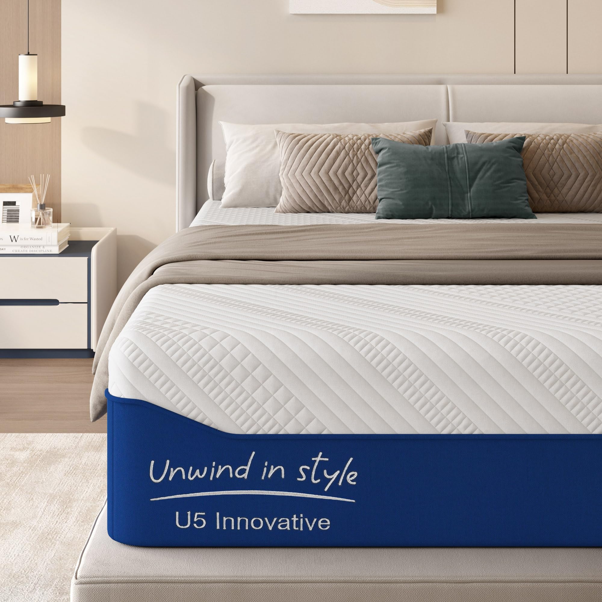 12 Inch Queen Size Green Tea Gel Memory Foam Mattress - Cooling Gel Infused, Pressure Relief, CertiPUR-US Certified & Fiberglass Free with Washable Cover - Perfect for Hot Sleepers, Back Pain Relief & Bedroom Comfort