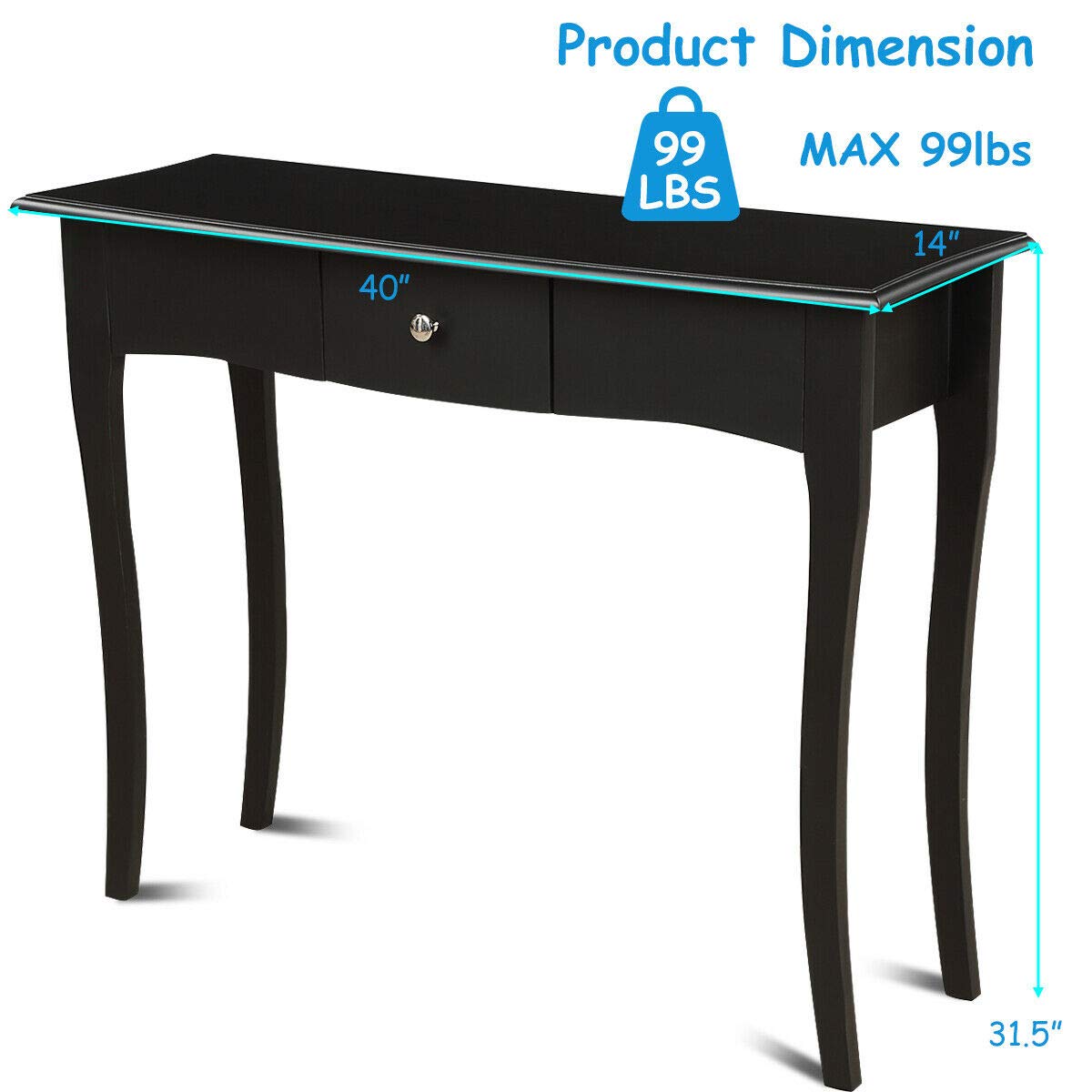 Caraya Retro Elegant Wood Console Table with Storage Drawer - Sturdy Durable Waterproof Entryway Sofa Side Table - Easy to Clean Accent Furniture for Hallway, Living Room & Home Decor