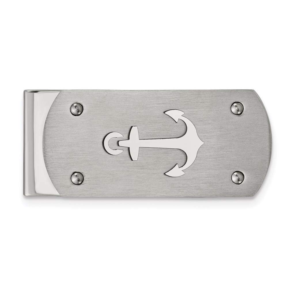 Ryan Jonathan Stainless Steel Anchor Money Clip for Men - Brushed & Polished Finish | Perfect for Cash, Credit Cards & Gift Cards | Ideal for Businessmen, Travelers & Everyday Carry