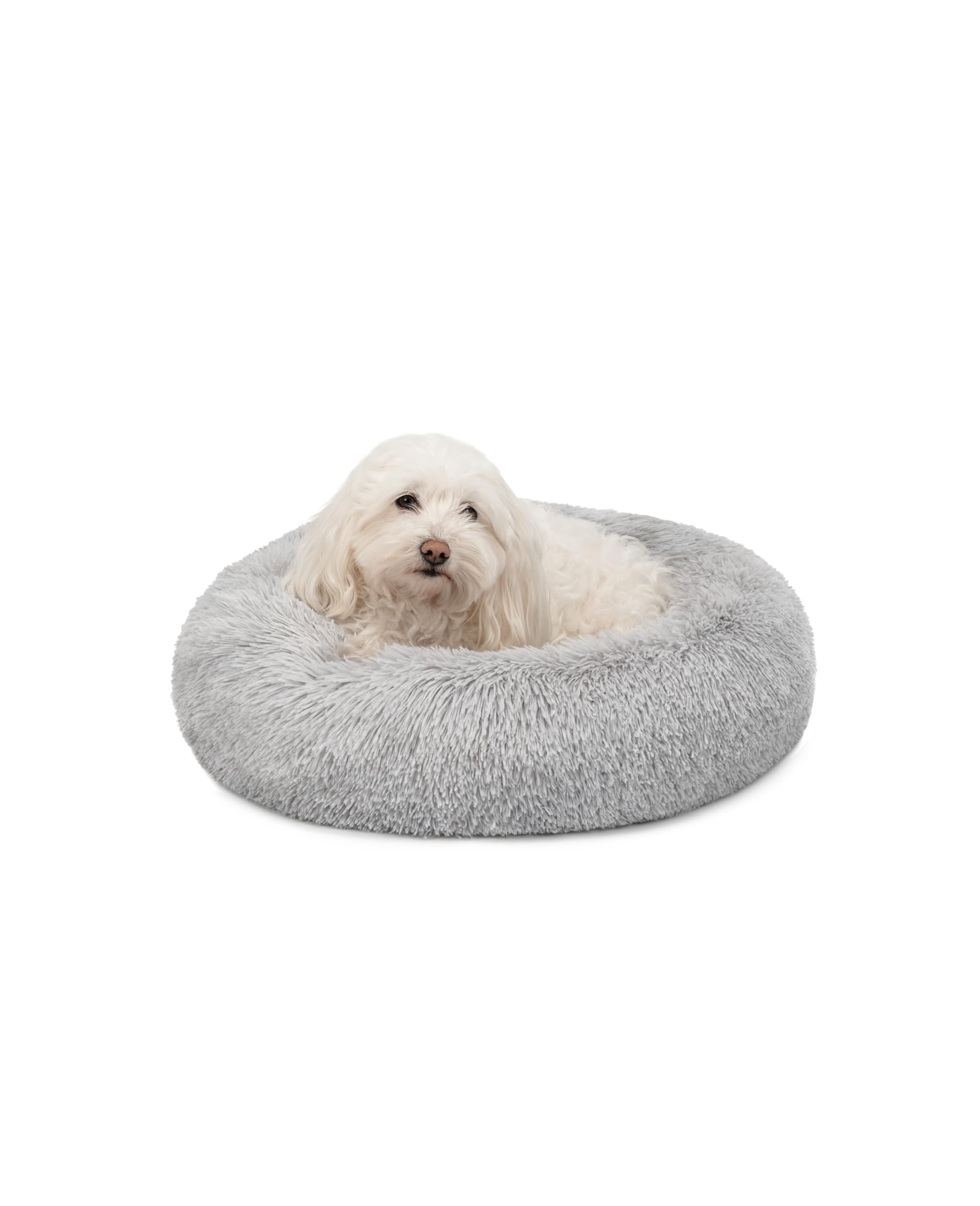 Lionto Donut Bed for Dogs and Cats - Fluffy Round Pet Bed for Small & Large Pets, 19.7 Inch Soft Plush Dog & Cat Bed with Extra Thick Filling, Light Gray - Cozy Sleeping Spot for Pets in Living Room, Bedroom or Kennel