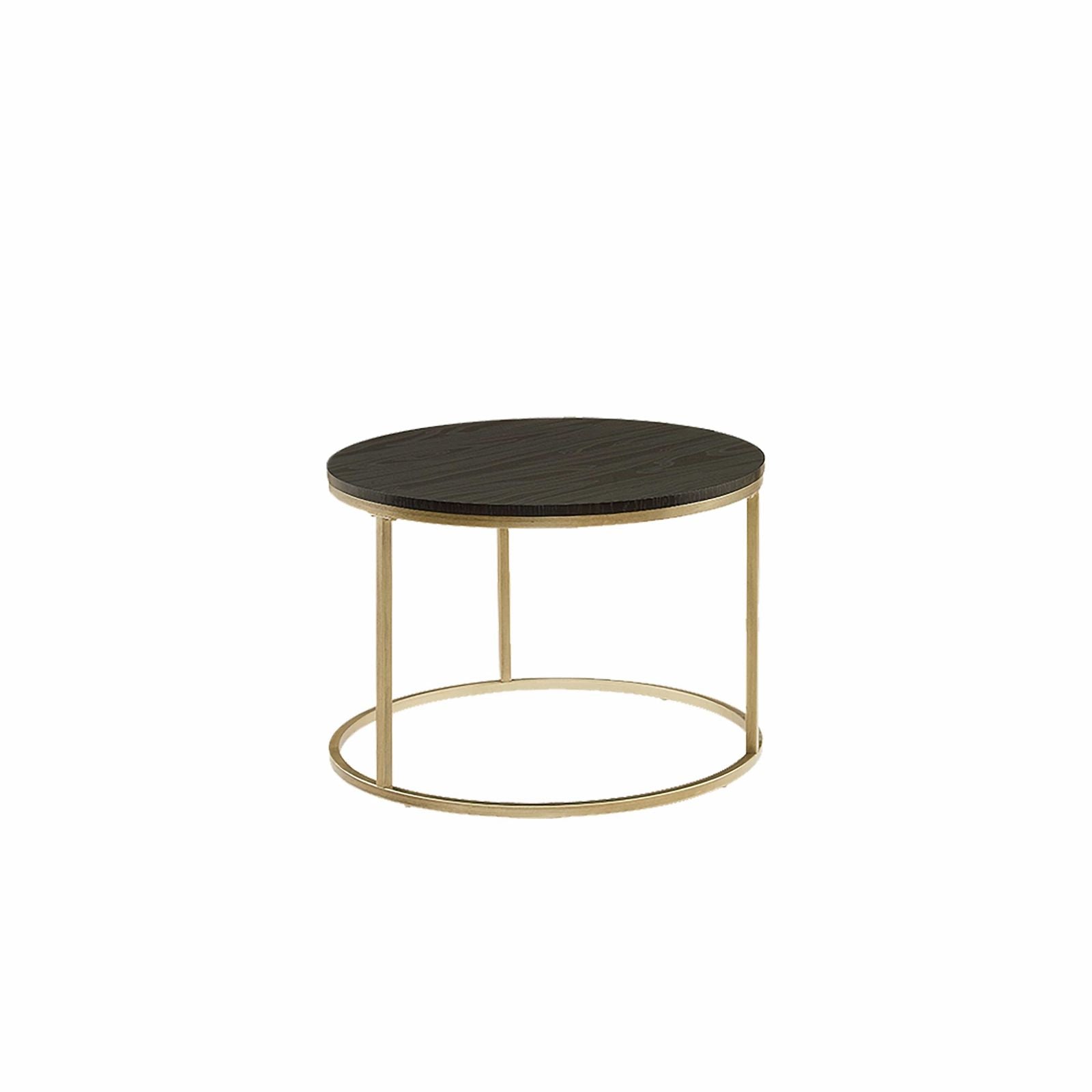 Distressed Gold Metal Frame Black Oak Nested Coffee Table Set by Criterion - Perfect for Living Room, Lounge & Modern Home Decor