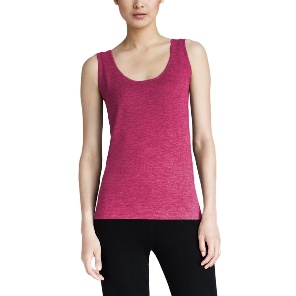 Parisbonbon Women's 100% Cashmere Scoop Neck Tank Top - Soft & Luxurious Pink Cashmere Camisole Size Large | Perfect for Layering, Office Wear & Casual Outfits