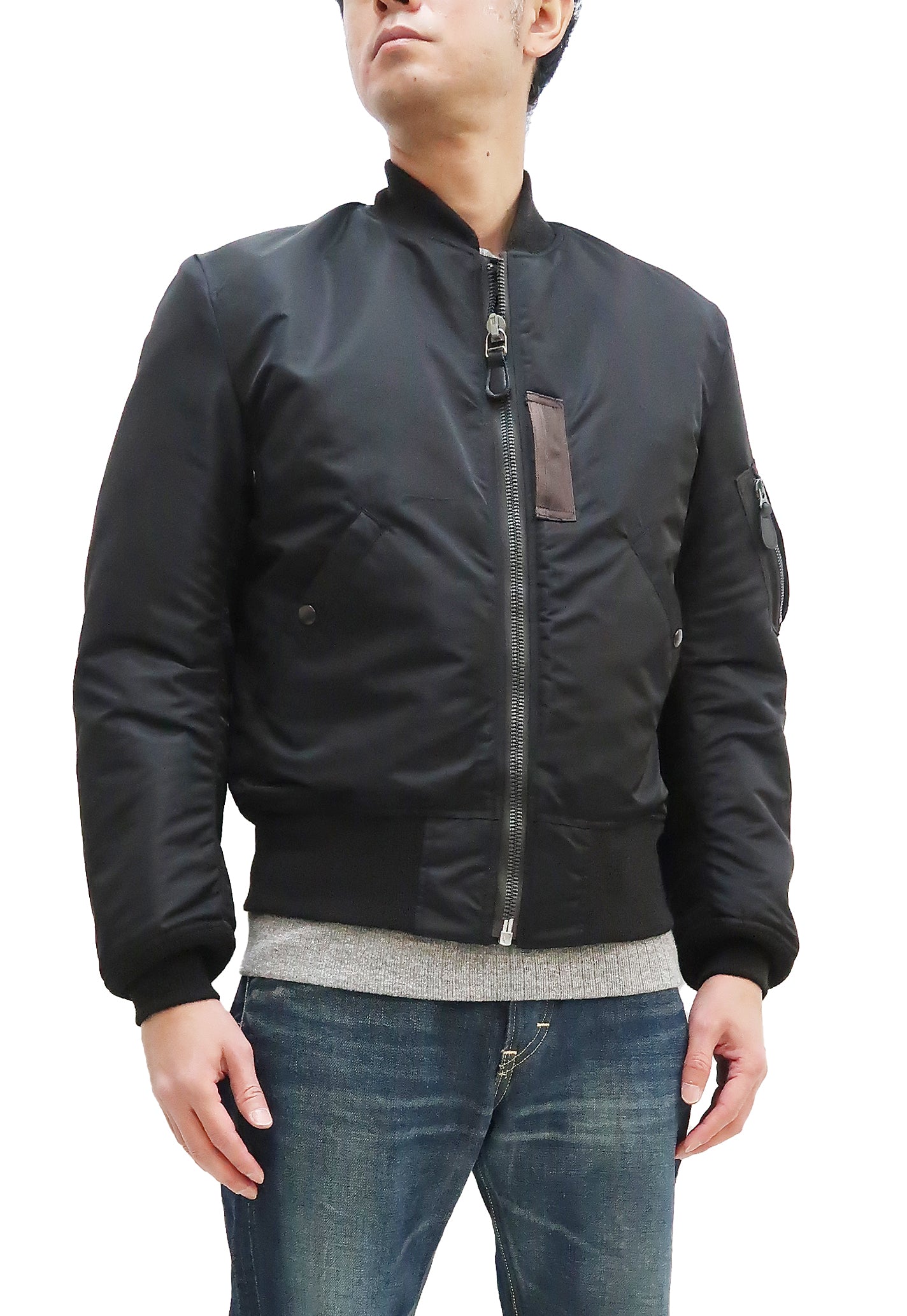 Buzz Rickson MA-1 William Gibson Black Flight Jacket - Men's Slim Fit Bomber Jacket BR14964 | Military Style Outerwear for Casual Wear & Urban Fashion