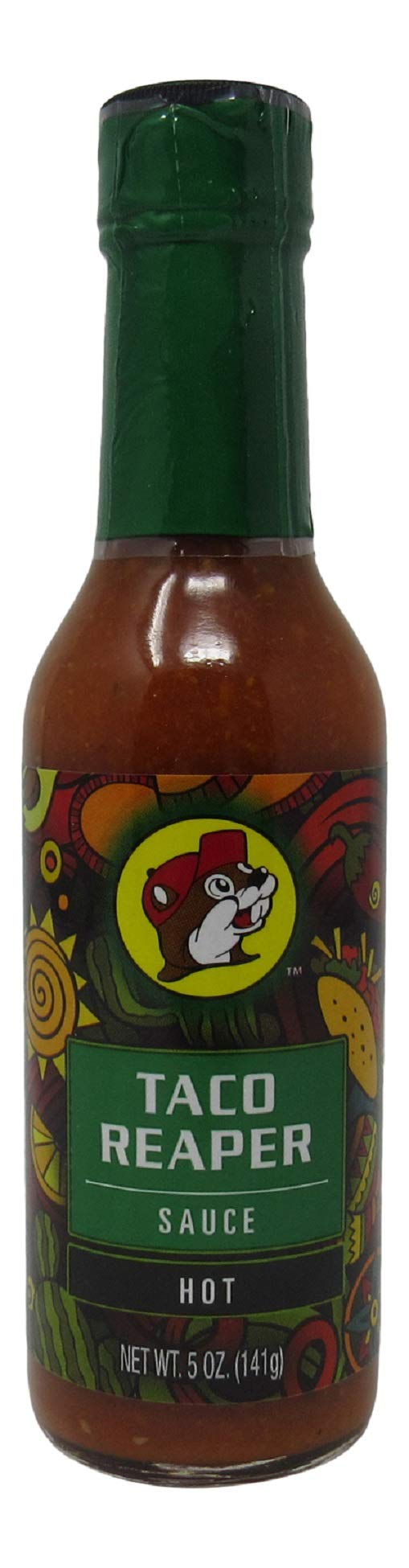 Buc-ees Gourmet Hot Sauce - Gluten Free, Non-GMO, Hot Taco Reaper Flavor - 5oz Bottle - Perfect for Tacos, Wings & Spicy Food Lovers
