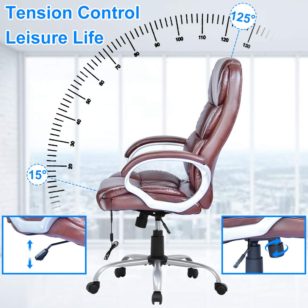 Ergonomic Office Chair - High Back Executive Desk Chair with Adjustable Lumbar Support, Headrest & Massage - Swivel Rolling Task Chair for Home & Office Use - Perfect for Adults, Women & Men Working Long Hours