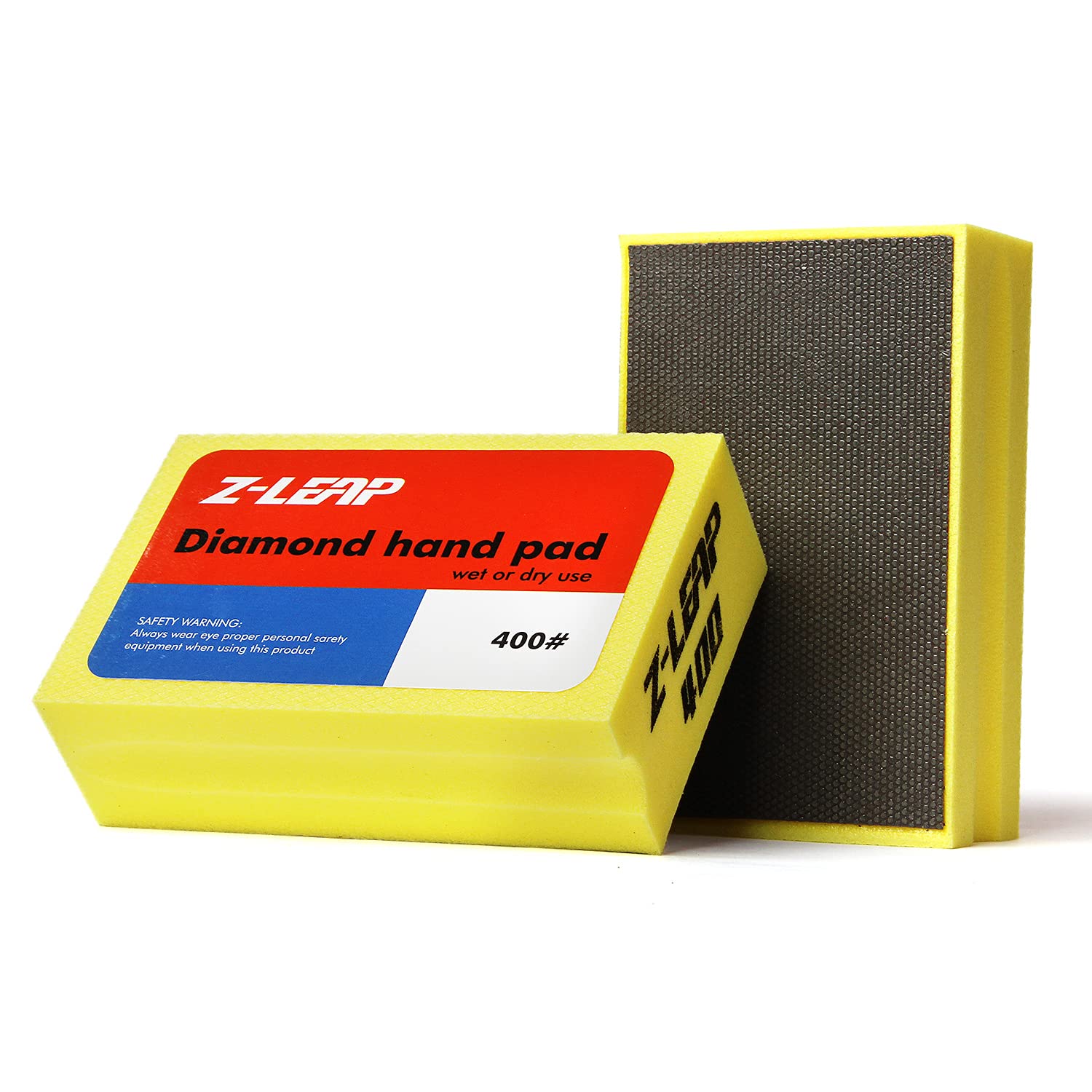 Diamond Hand Polishing Pads - 400 Grit Foam Backed Sanding Blocks for Glass, Marble & Concrete - Perfect for Countertop Refinishing, Tile Restoration & DIY Home Improvement Projects