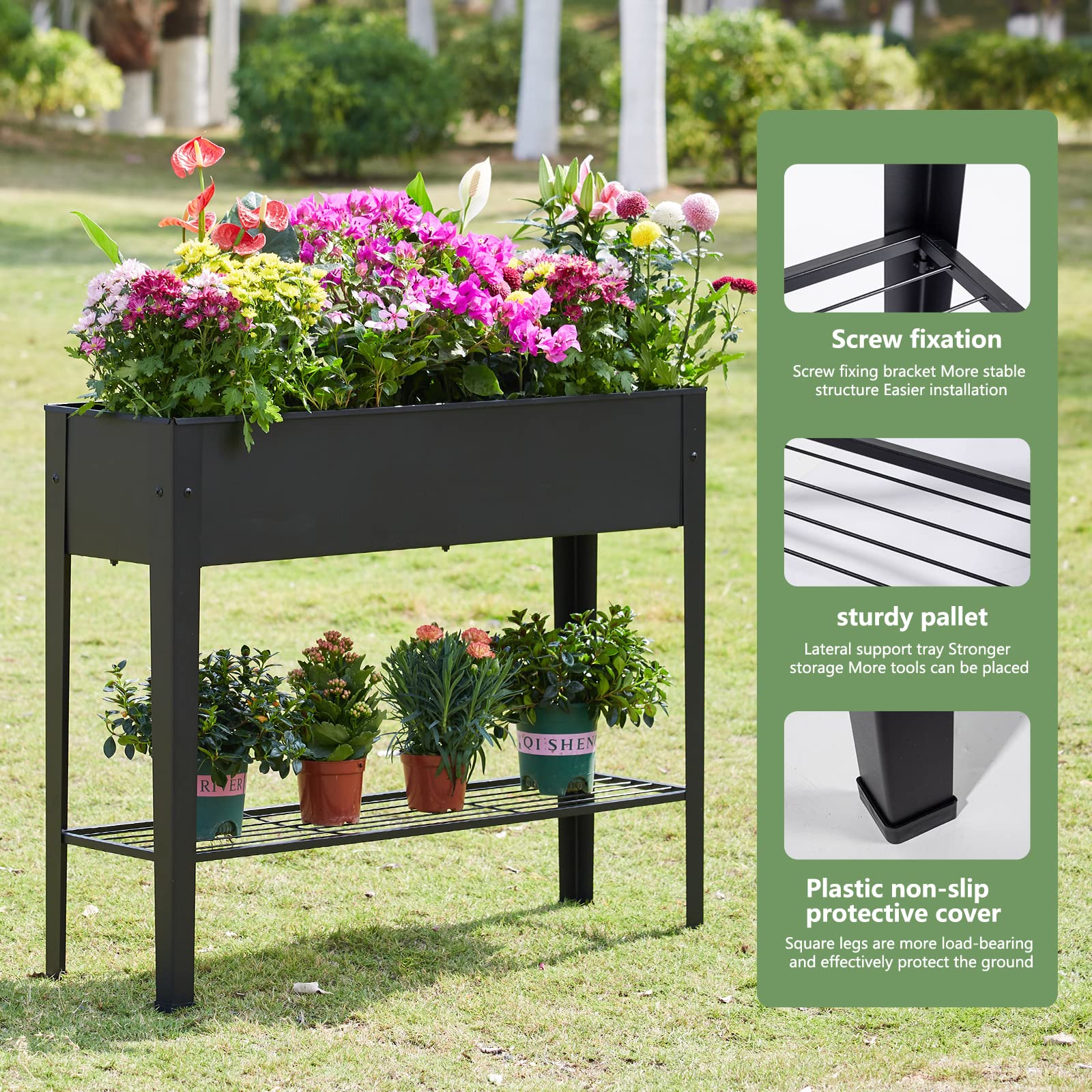 Metal Raised Garden Bed - Large Elevated Planter Box for Vegetables, Flowers & Herbs | Outdoor Patio Gardening Solution