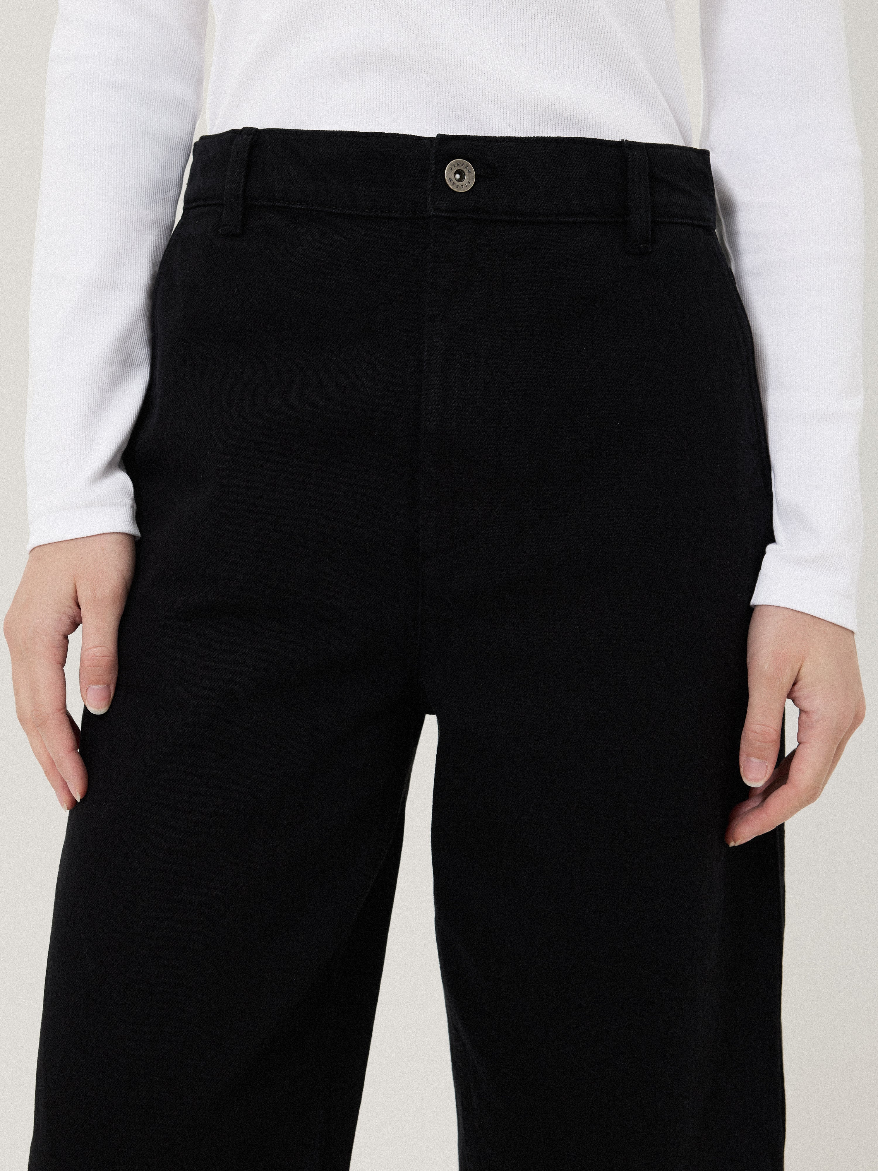 Kensington Women's High Waist Barrel Leg Jeans - Black | Stretch Denim Pants for Casual & Work Wear