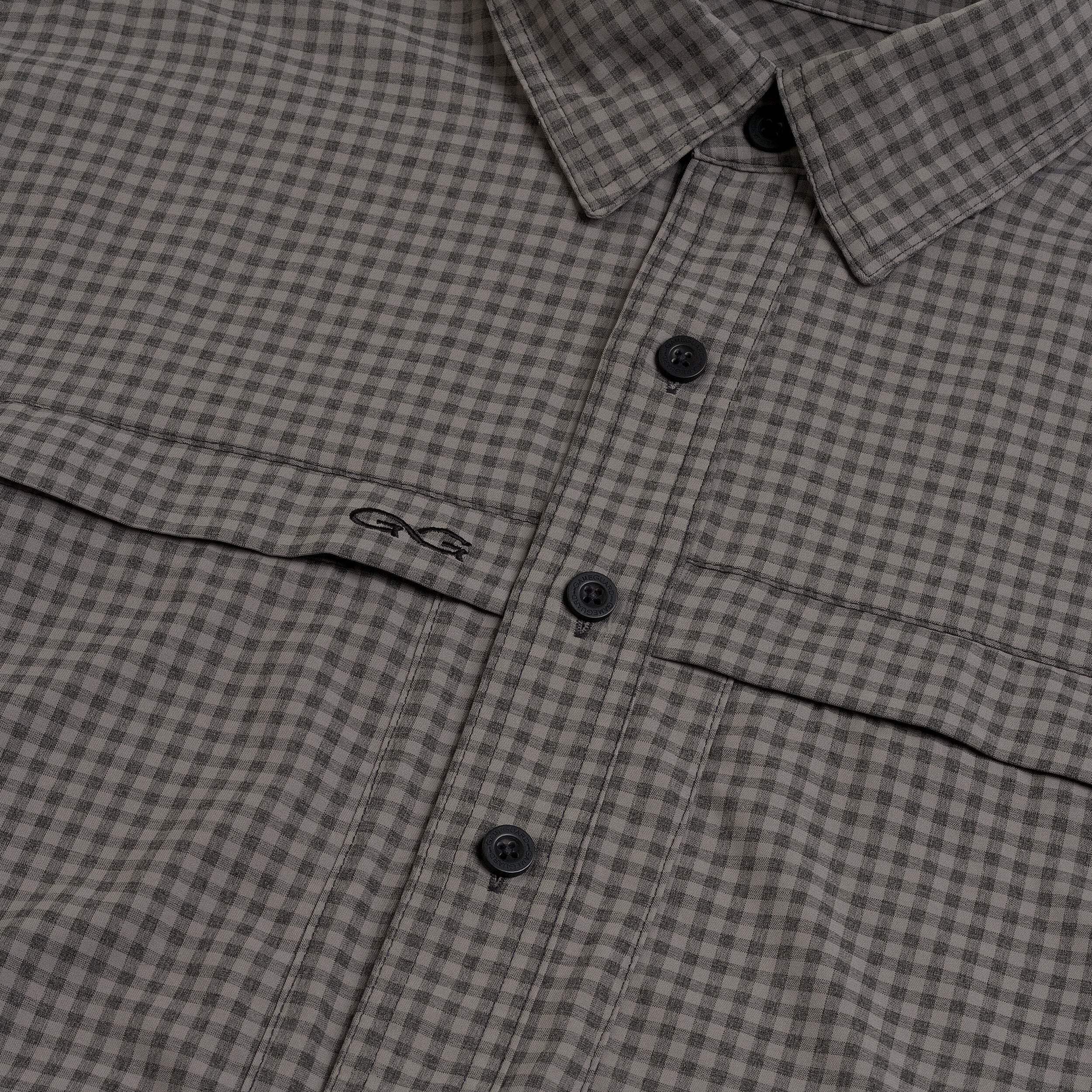 GameGuard Gunmetal TekCheck Shirt - Men's Long Sleeve Button Down Casual Shirt for Outdoor, Work & Everyday Wear