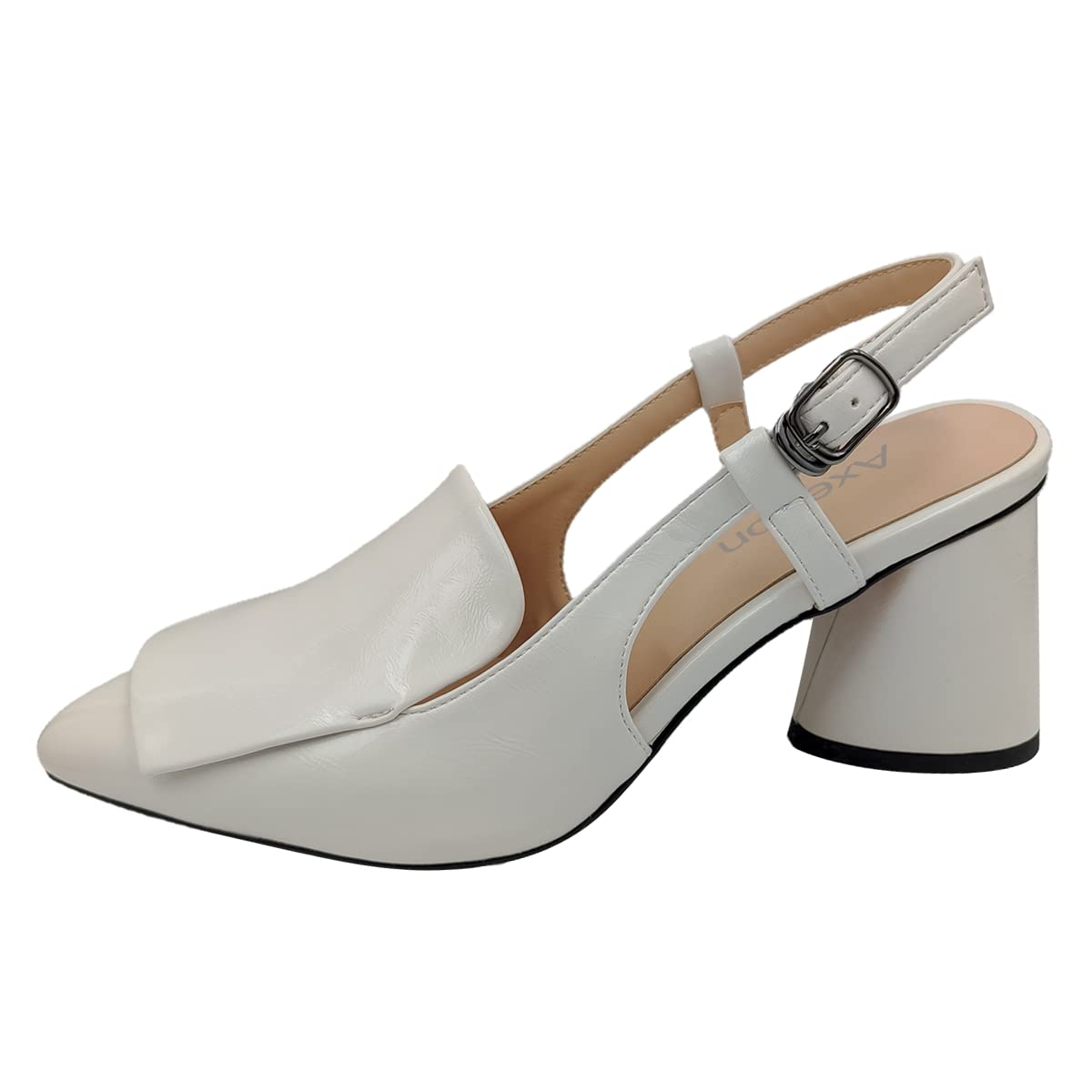 Axellion Women's Chunky Heel Sandals - Slingback Pointed Toe Pumps with Square Heel | Genuine Leather Dress Shoes for Party, Wedding & Office Wear | Comfortable & Stylish Women's Heels for Formal Occasions