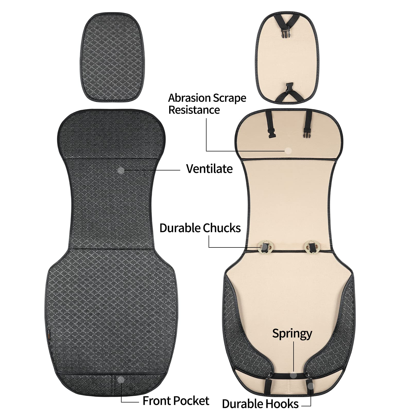 Breathable Universal Car Seat Covers for Front Seats - 2PCs Luxury Airbag-Compatible Seat Protectors | All-Season Comfort & Protection | Perfect for Daily Commute, Road Trips & Long Drives (Black)