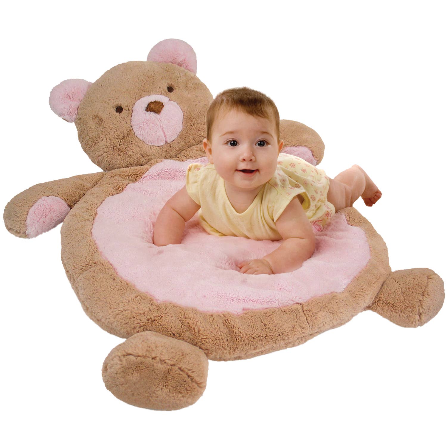 Soft Pink Bear Baby Play Mat - Non-Slip Crawling Mat for Infants & Toddlers - Perfect for Nursery, Playroom, and Daycare Floor Activities