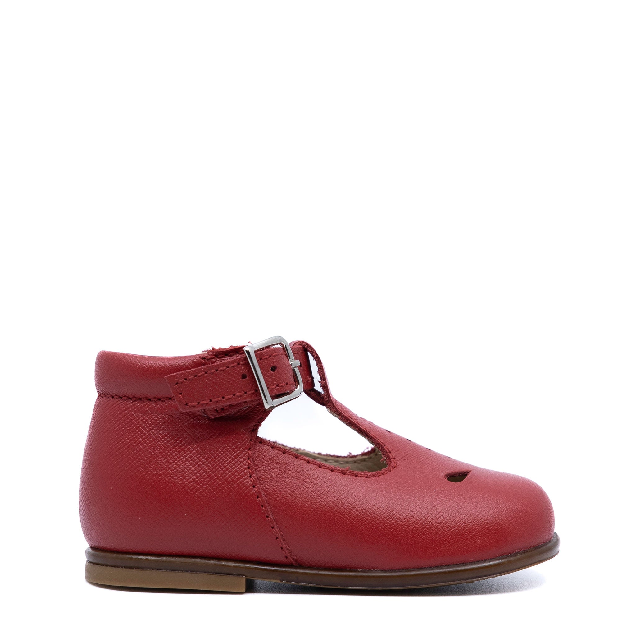 Beberlis Red Perforated T-Strap Baby Shoes - Breathable Comfort for Crawling & First Steps | Perfect for Infants, Toddlers & Special Occasions