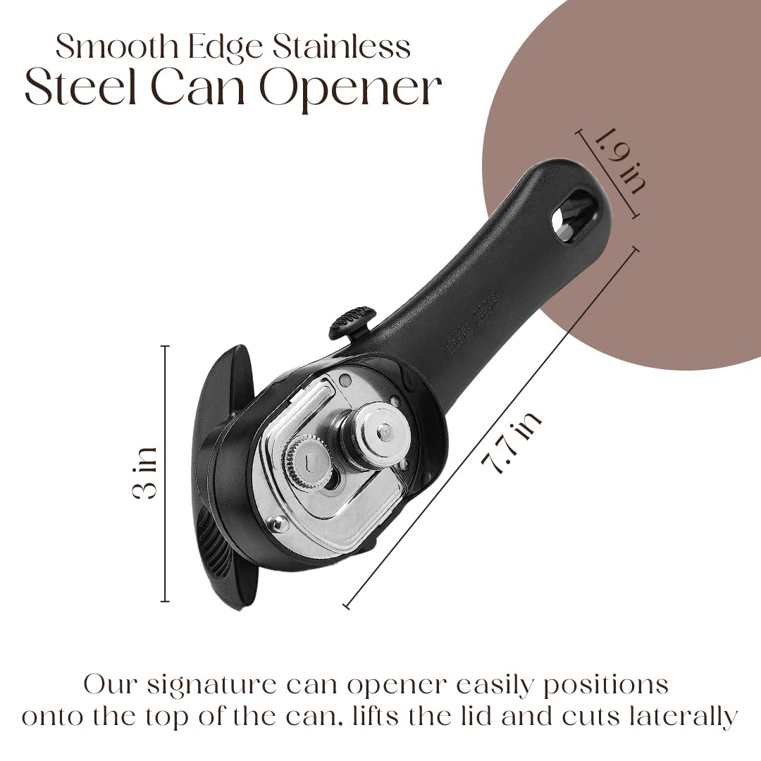 Bellemain Heavy Duty Stainless Steel Manual Can Opener - Ergonomic Handheld Kitchen Tool for Seniors with Smooth Edge & Safe Cutting - Perfect for Camping, Emergency Kits & Elderly Home Use