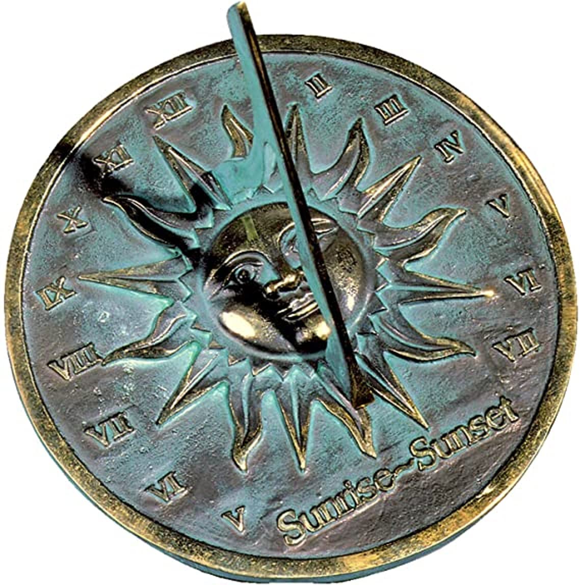 Brass Sundial - Accurate Sunrise & Sunset Timekeeper - Unique Outdoor Garden Decor & Thoughtful Gift for History Enthusiasts - Perfect for Backyards, Patios, and Educational Settings