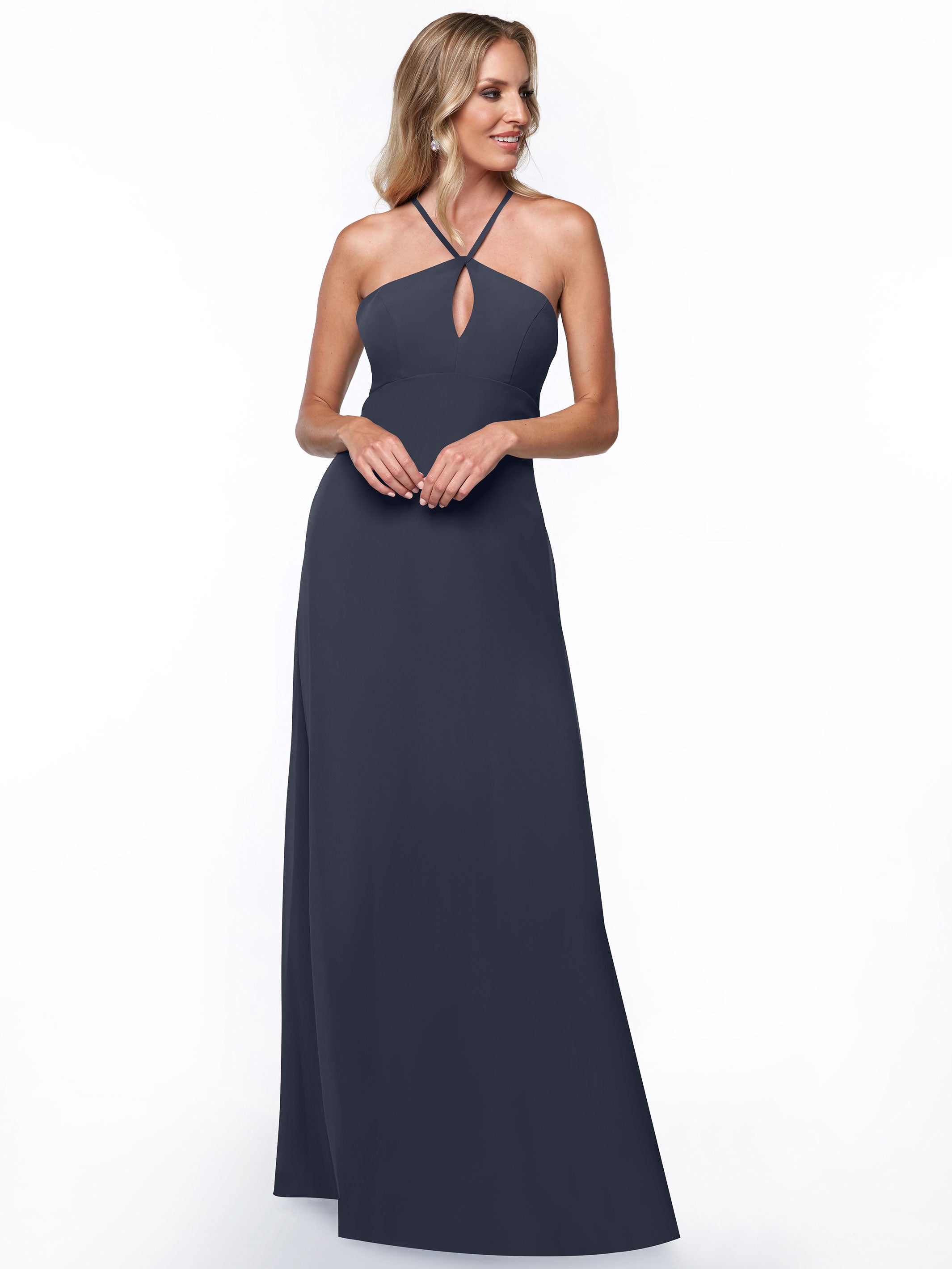 Elegant A-Line Chiffon Bridesmaid Dress with Keyhole Halter Neckline - Perfect for Weddings, Formal Events & Special Occasions