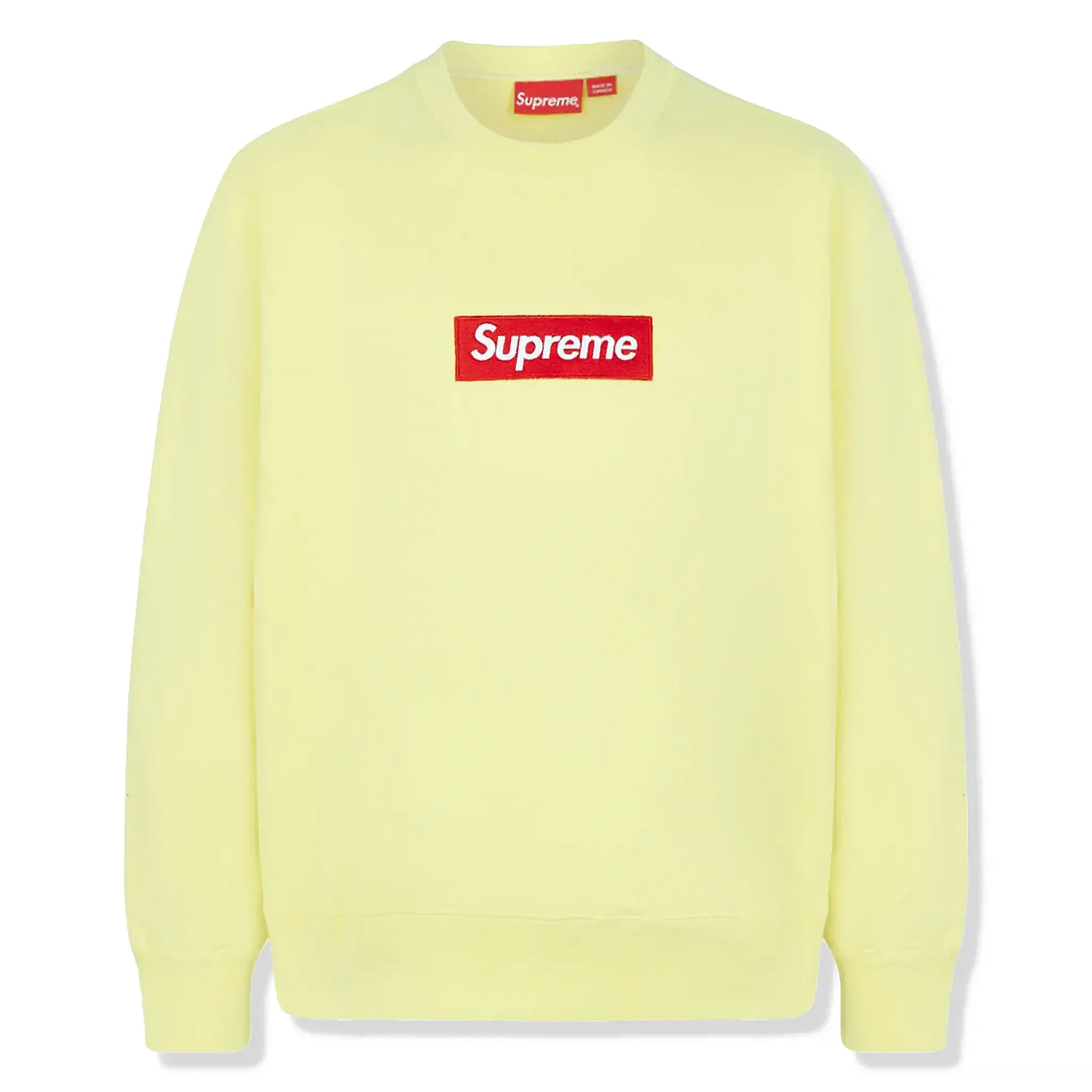 Supreme Box Logo Pale Yellow Sweatshirt (FW22) - Streetwear Hoodie for Men & Women | Casual Wear, Urban Fashion, Winter Outfit
