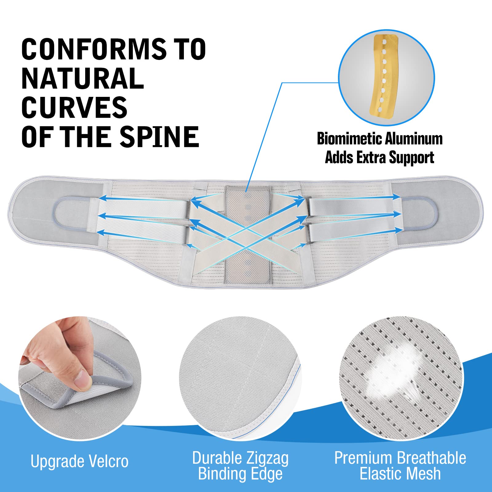 Lower Back Brace for Pain Relief - Adjustable Back Support Belt for Men & Women, Herniated Disc & Sciatica Relief with Removable Stays (2 Hardness Levels) - X-Large Ivory - Ideal for Office Work, Driving & Post-Surgery Recovery
