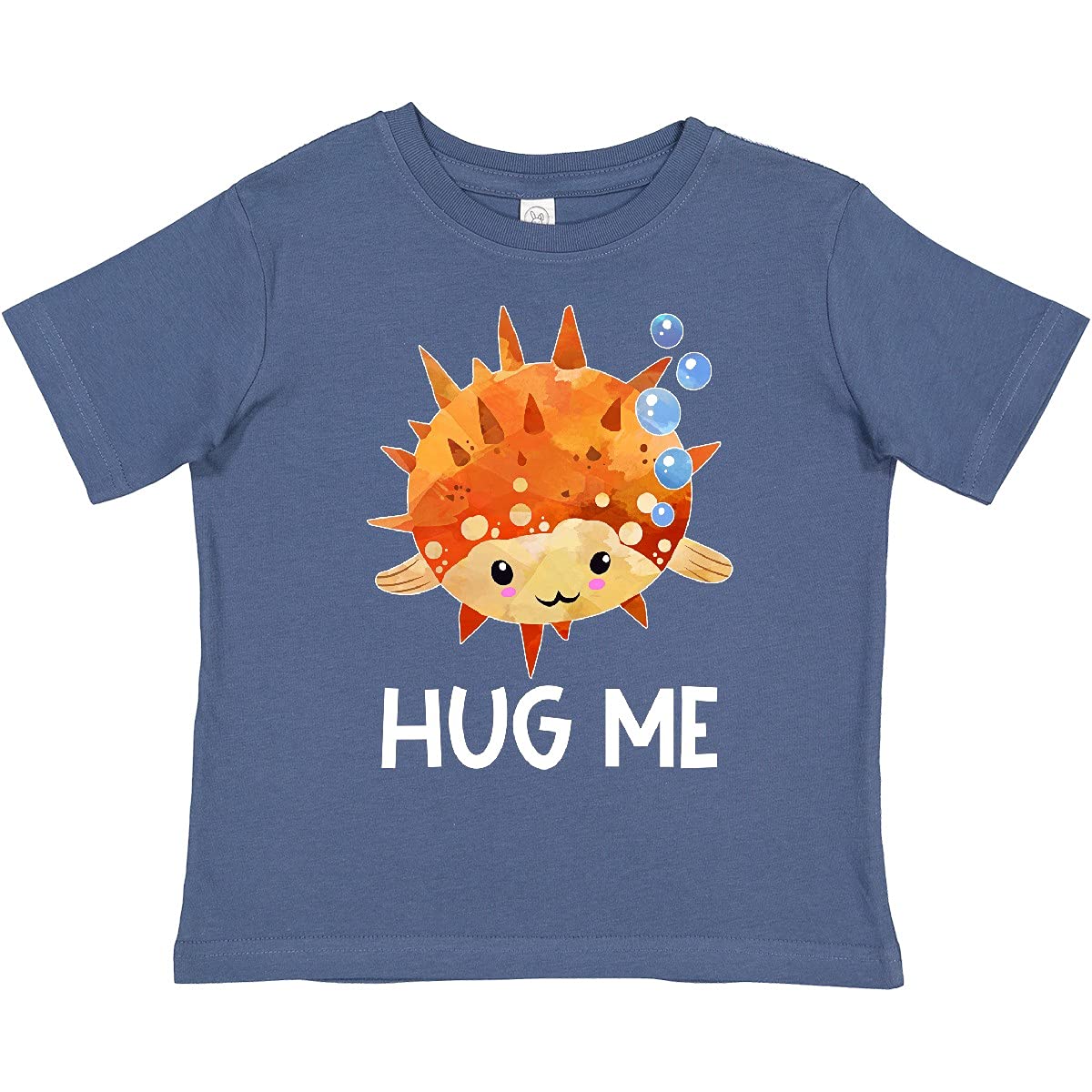 Inktastic Hug Me Cute Pufferfish with Bubbles Toddler T-Shirt - Adorable Fish Graphic Tee for Baby Boys & Girls - Perfect for Playdates, Beach Outings & Family Photos