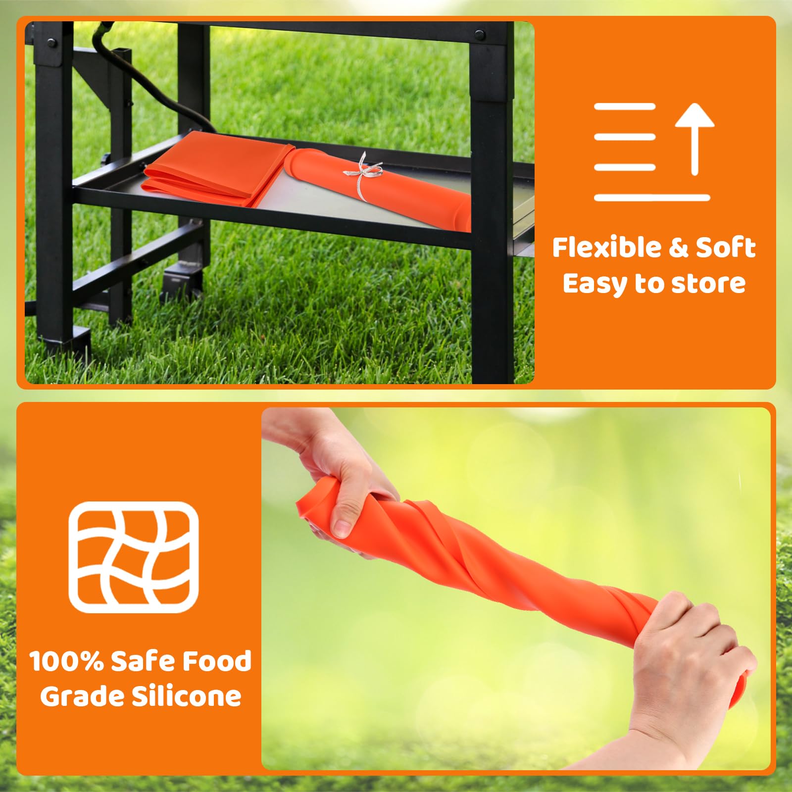 Utheer 36 Inch Heavy Duty Food Grade Silicone Griddle Mat with Spatula Mat for Blackstone Griddle - All Season Cooking Protective Grill Cover - Perfect for Outdoor BBQ, Camping & Backyard Cooking