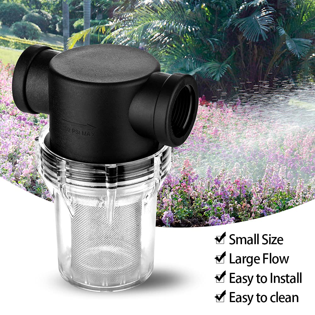 1 Inch Stainless Steel 40Mesh Inline Water Filter Sediment Strainer for Garden Hose, Pressure Washer, RV & Water Pipes - Outdoor Gardening, Car Washing & Home Water Filtration System