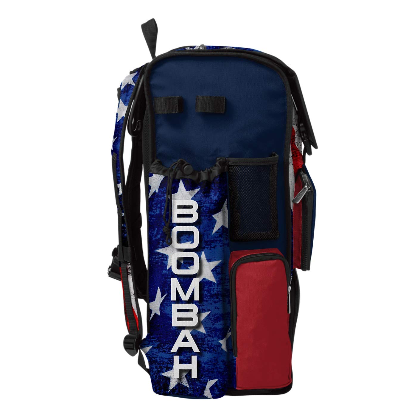 Boombah Superpack Baseball Bat Backpack - Holds 4 Bats, No Wheels, USA Stars & Stripes Navy/Red/White Design - Perfect for Baseball Practice, Games & Travel